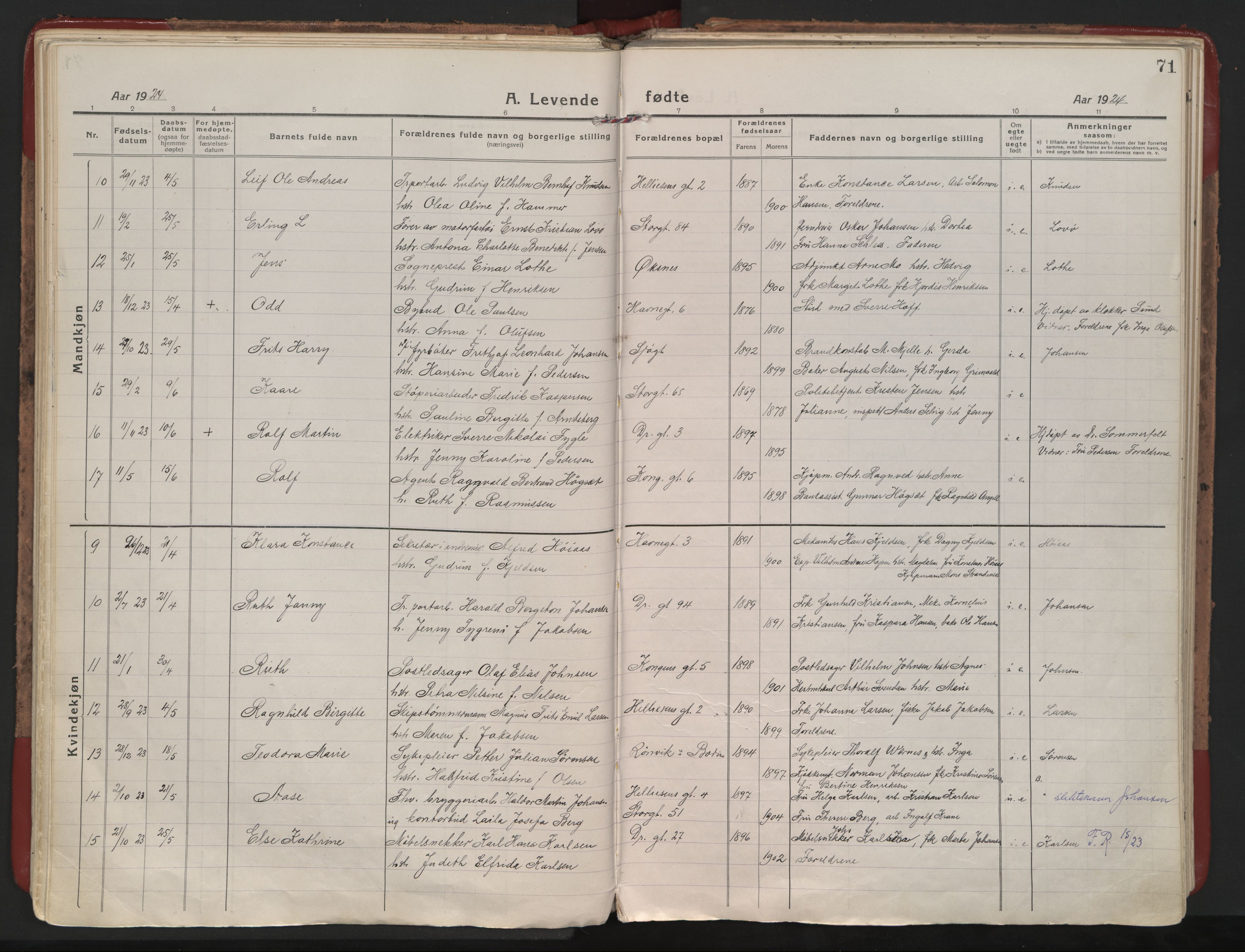 Ministerialprotokoller, klokkerbøker og fødselsregistre - Nordland, AV/SAT-A-1459/801/L0017: Ministerialbok nr. 801A17, 1917-1930, s. 71