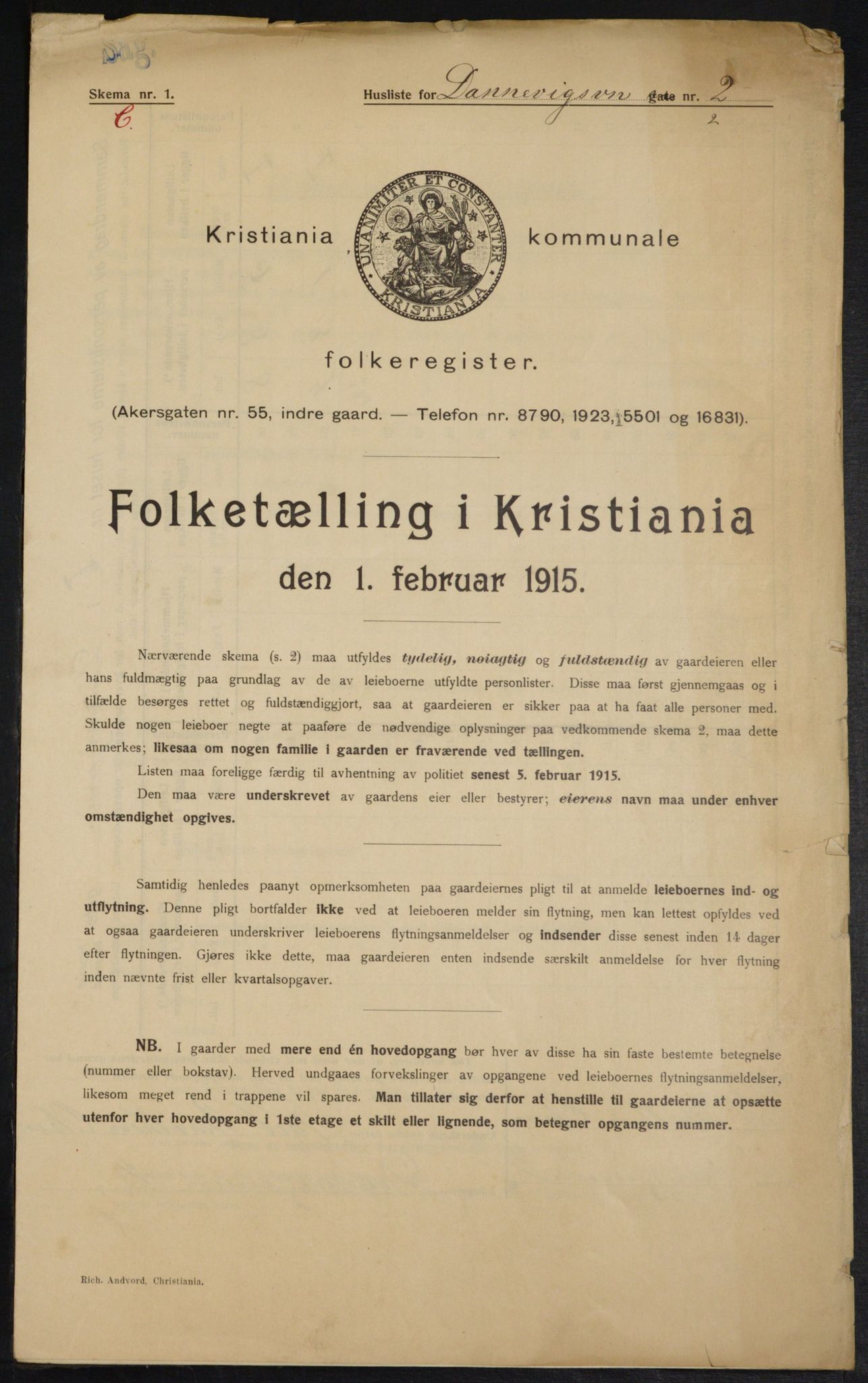 OBA, Kommunal folketelling 1.2.1915 for Kristiania, 1915, s. 15045