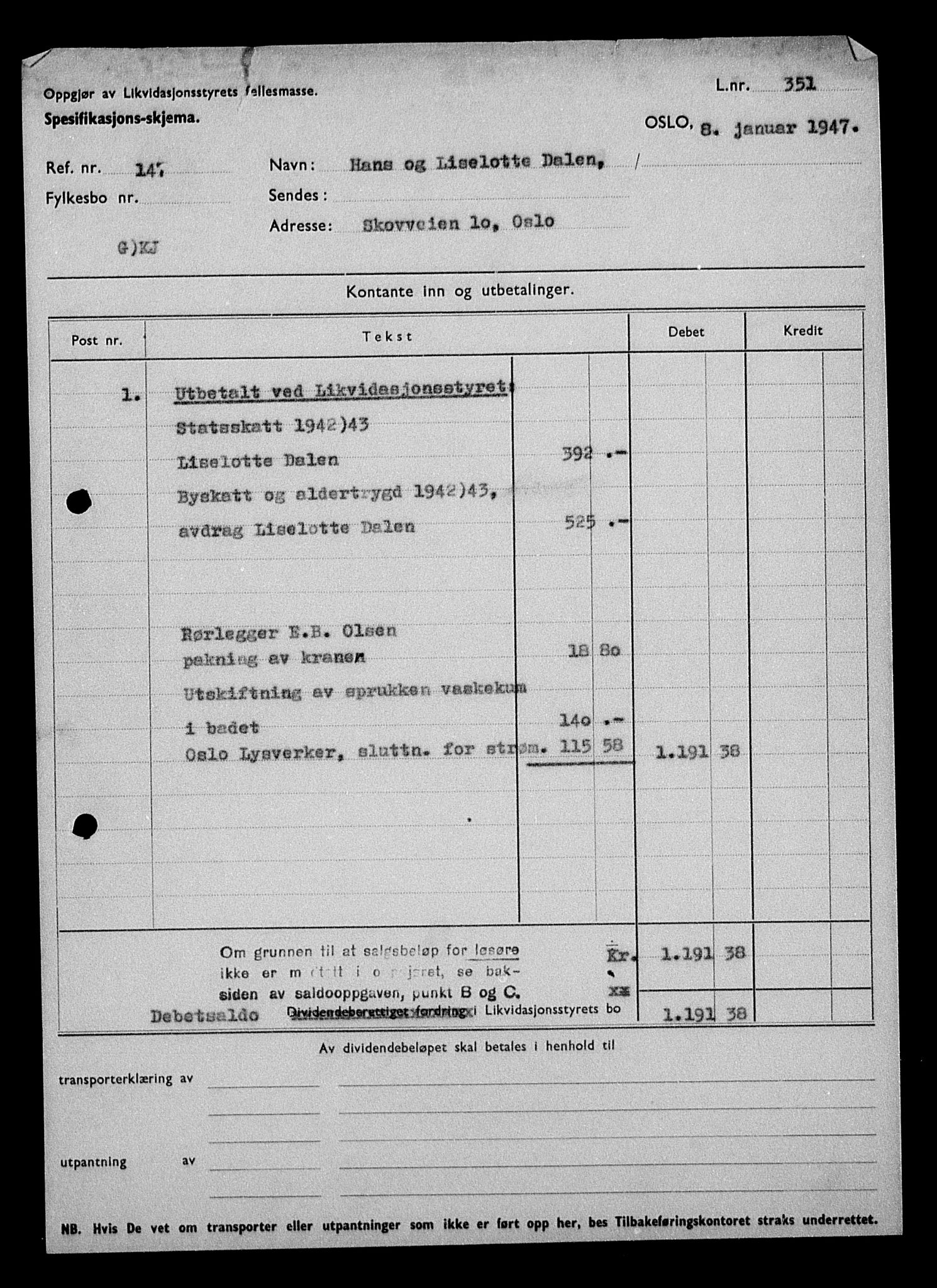 Justisdepartementet, Tilbakeføringskontoret for inndratte formuer, RA/S-1564/H/Hc/Hcc/L0929: --, 1945-1947, s. 288