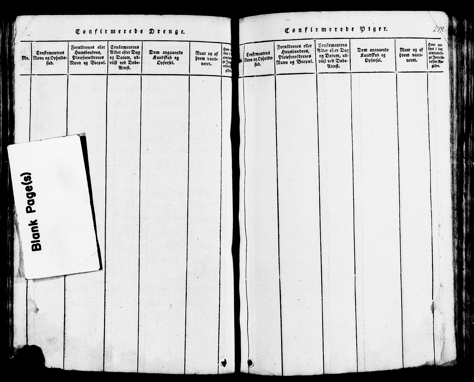 Lund sokneprestkontor, AV/SAST-A-101809/S07/L0002: Klokkerbok nr. B 2, 1816-1832, s. 279