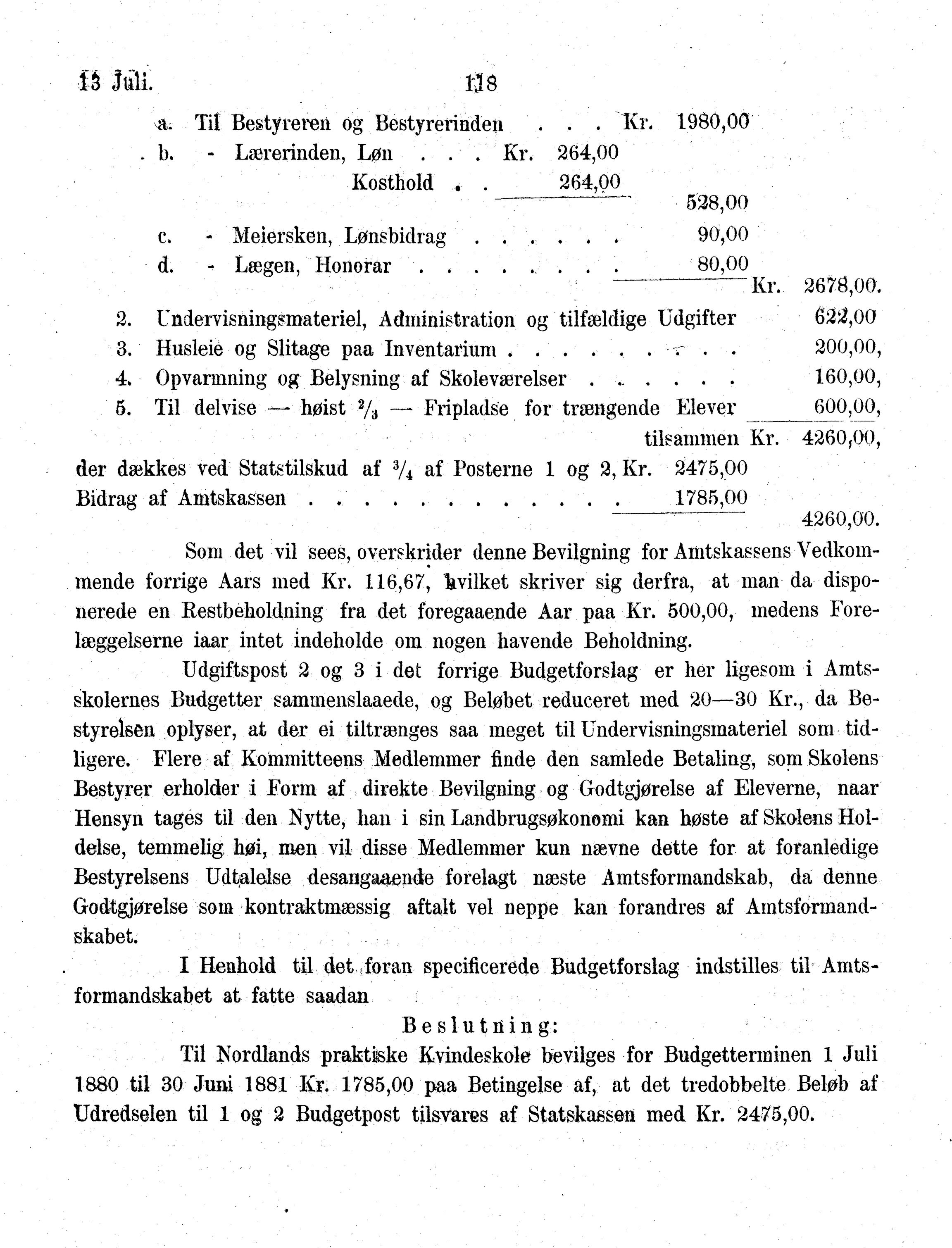 Nordland Fylkeskommune. Fylkestinget, AIN/NFK-17/176/A/Ac/L0013: Fylkestingsforhandlinger 1880, 1880