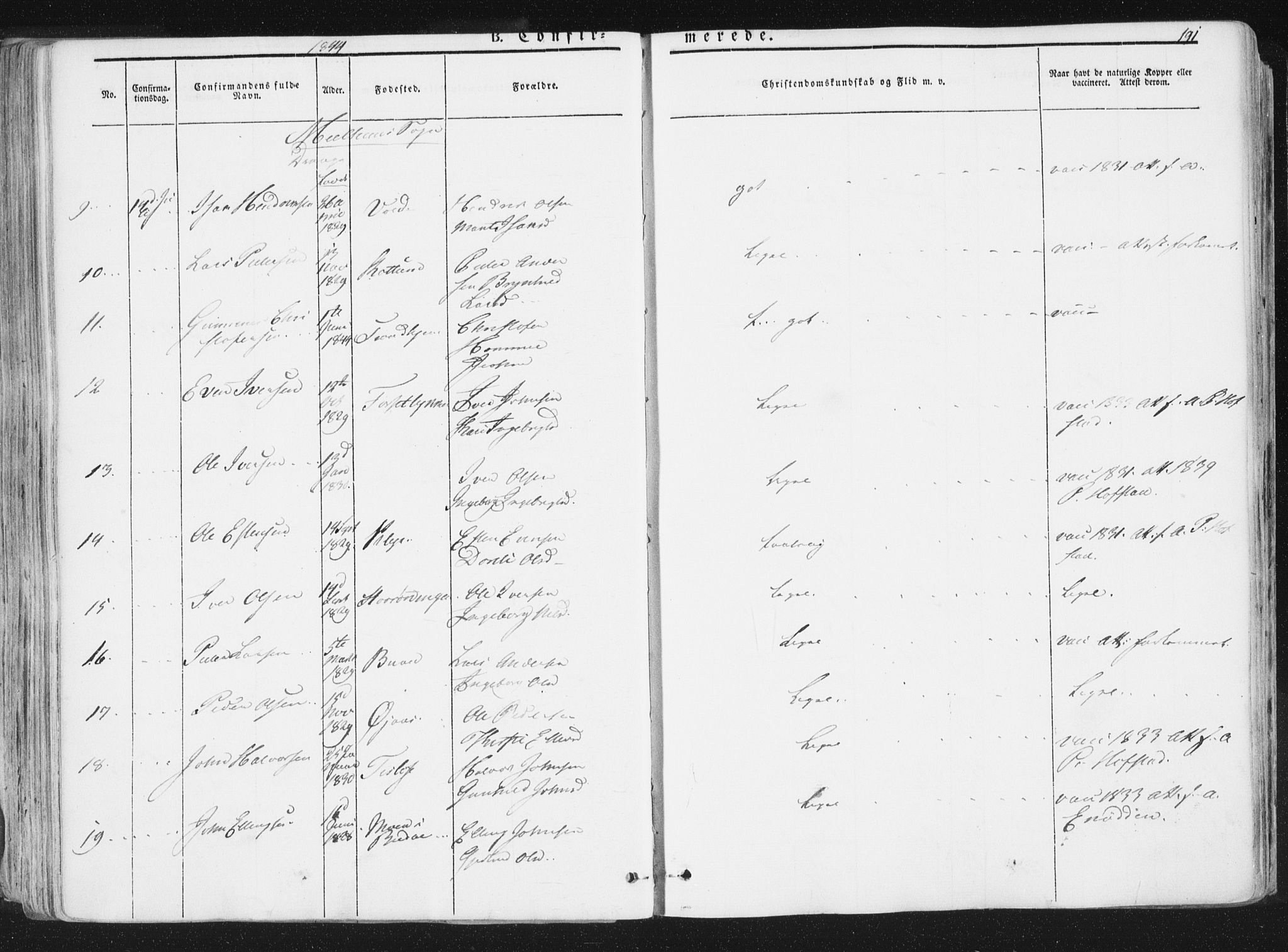 Ministerialprotokoller, klokkerbøker og fødselsregistre - Sør-Trøndelag, SAT/A-1456/691/L1074: Ministerialbok nr. 691A06, 1842-1852, s. 191