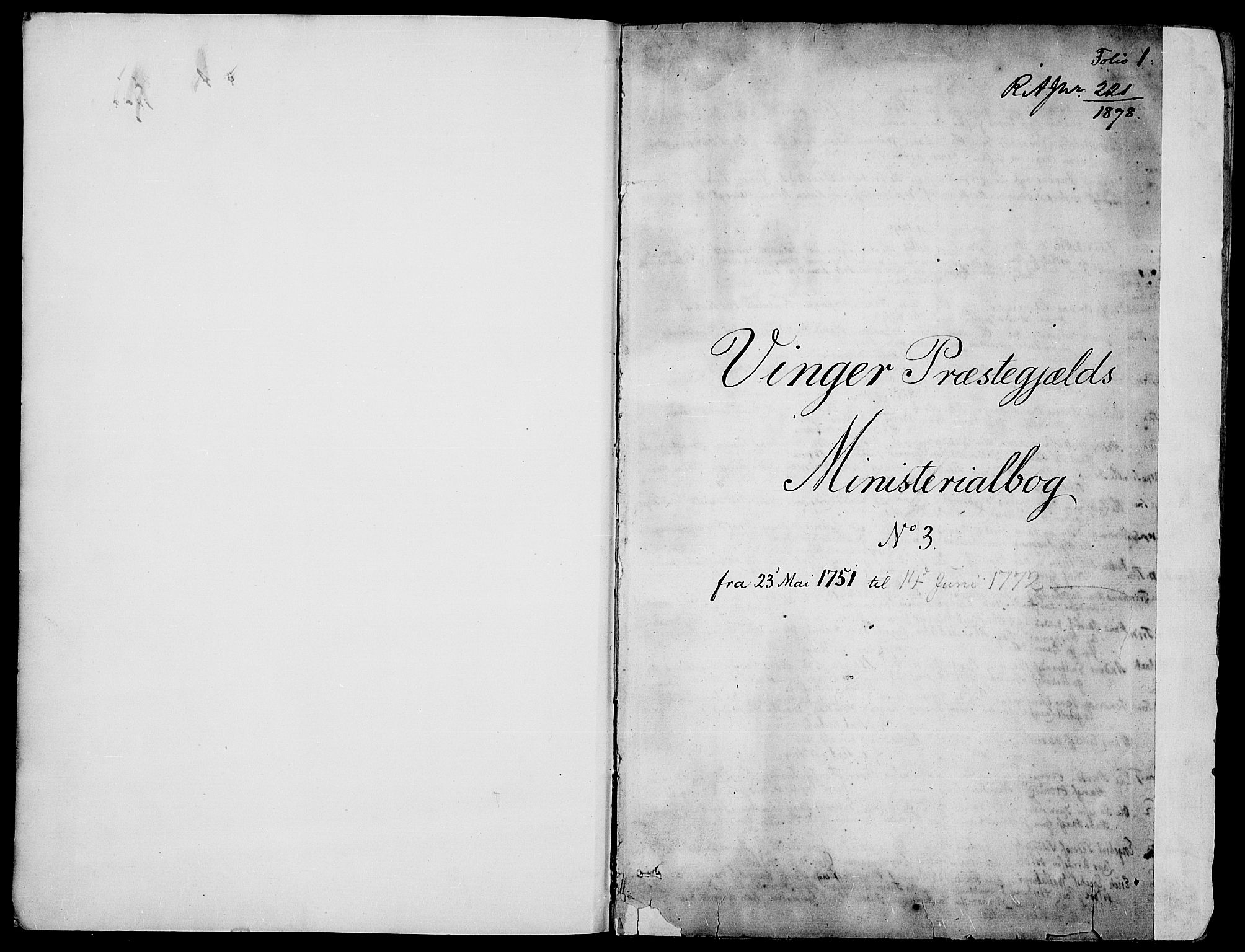 Vinger prestekontor, SAH/PREST-024/H/Ha/Haa/L0003: Ministerialbok nr. 3, 1751-1772, s. 1