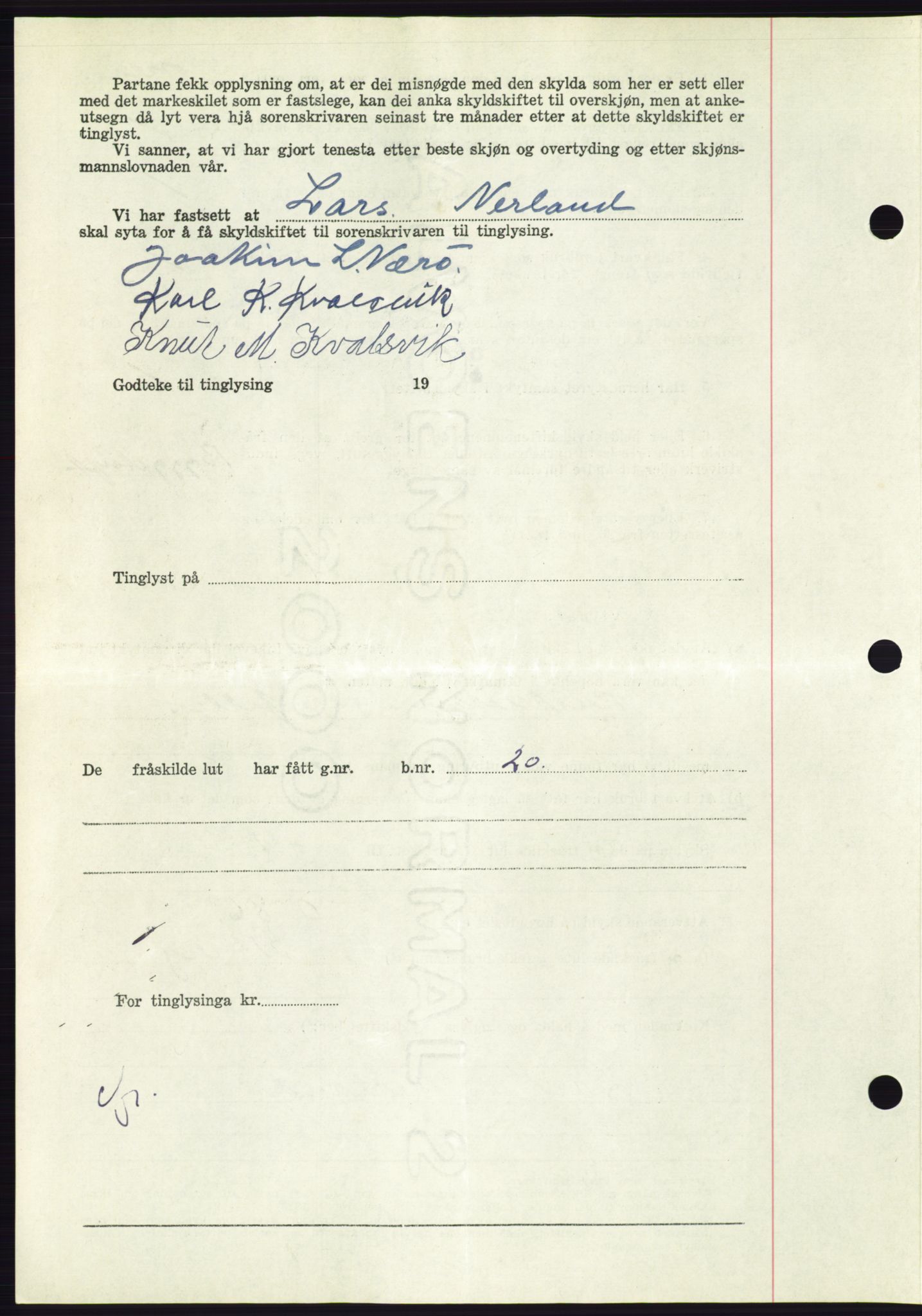 Søre Sunnmøre sorenskriveri, AV/SAT-A-4122/1/2/2C/L0099: Pantebok nr. 25A, 1954-1954, Dagboknr: 3228/1954