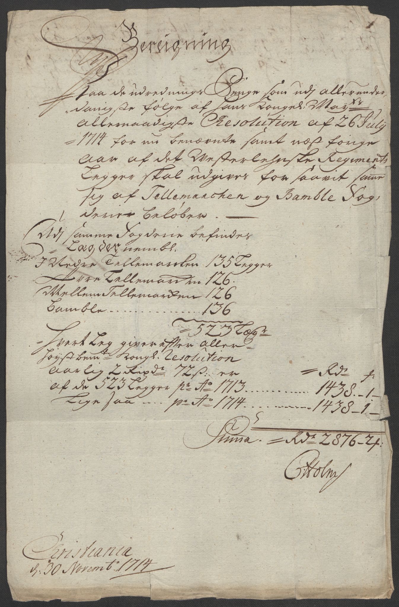 Rentekammeret inntil 1814, Reviderte regnskaper, Fogderegnskap, AV/RA-EA-4092/R36/L2127: Fogderegnskap Øvre og Nedre Telemark og Bamble, 1715, s. 169