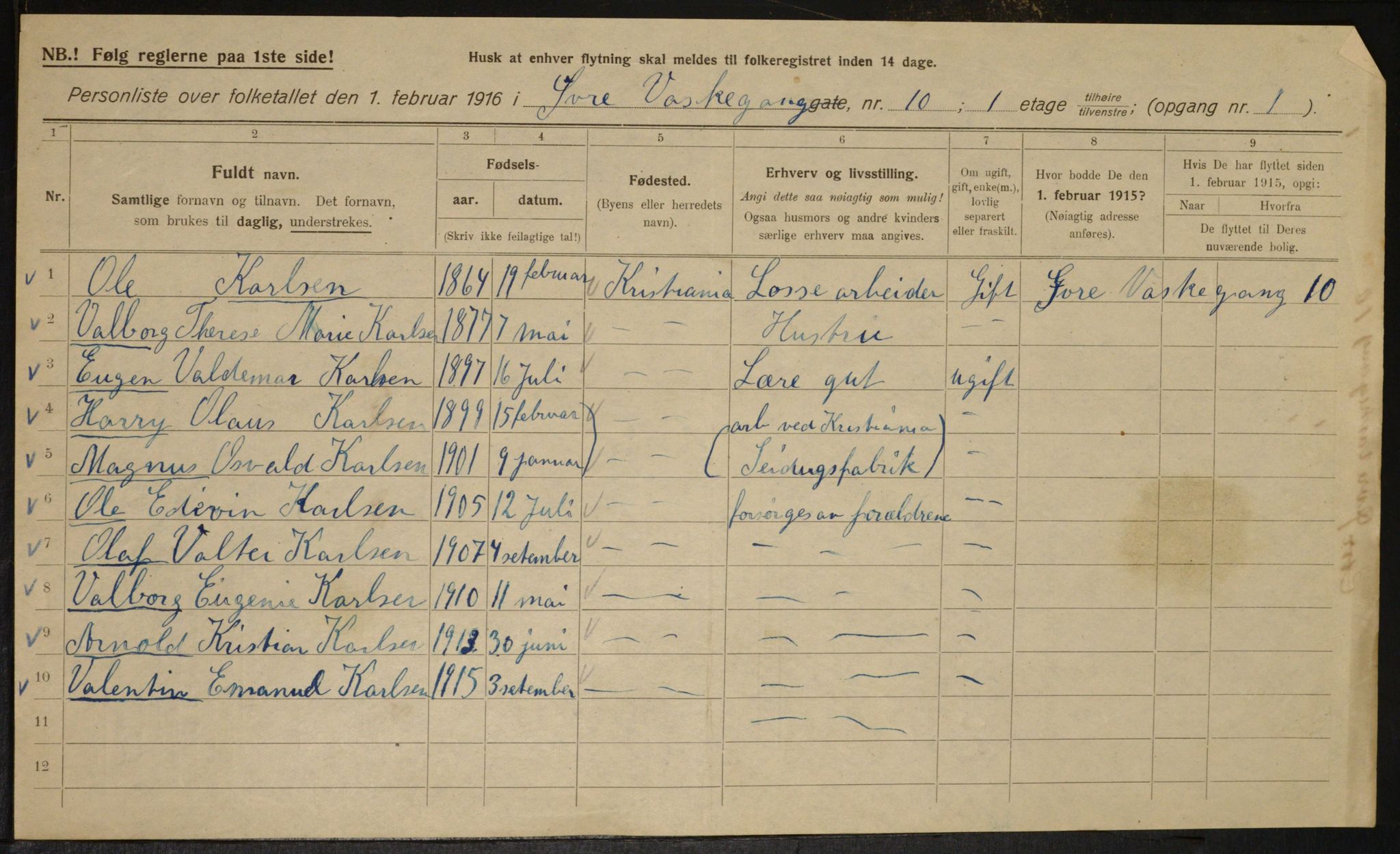 OBA, Kommunal folketelling 1.2.1916 for Kristiania, 1916, s. 133787