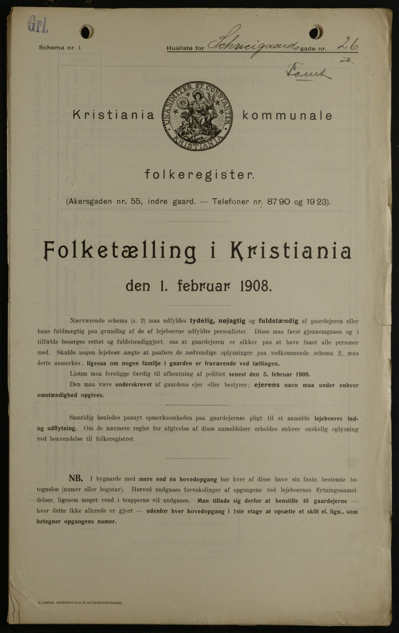 OBA, Kommunal folketelling 1.2.1908 for Kristiania kjøpstad, 1908, s. 81763