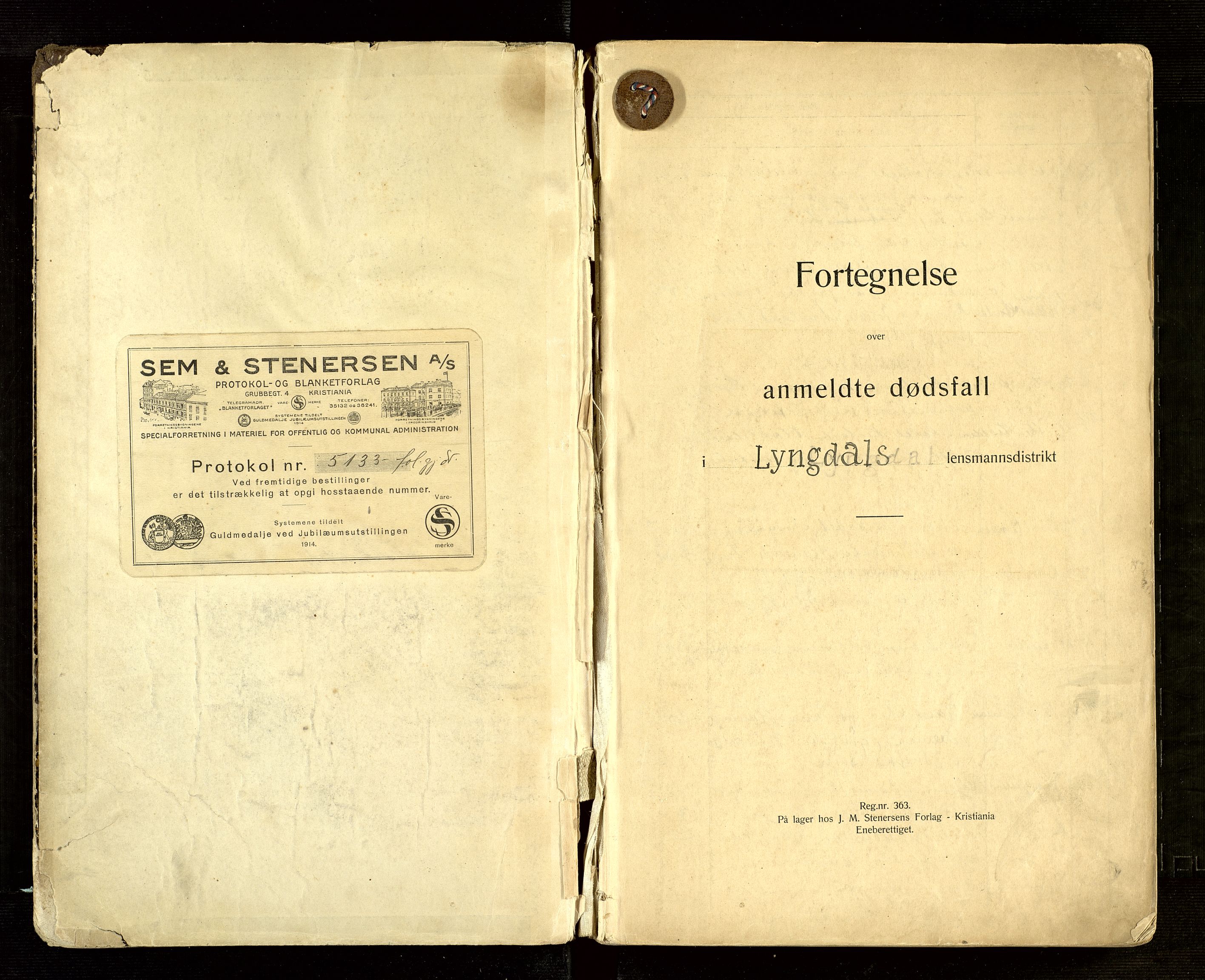 Lyngdal lensmannskontor, SAK/1241-0031/F/Fe/L0001/0004: Dødsfall nr 8 / Dødsfallsprotokoll, 1923-1939