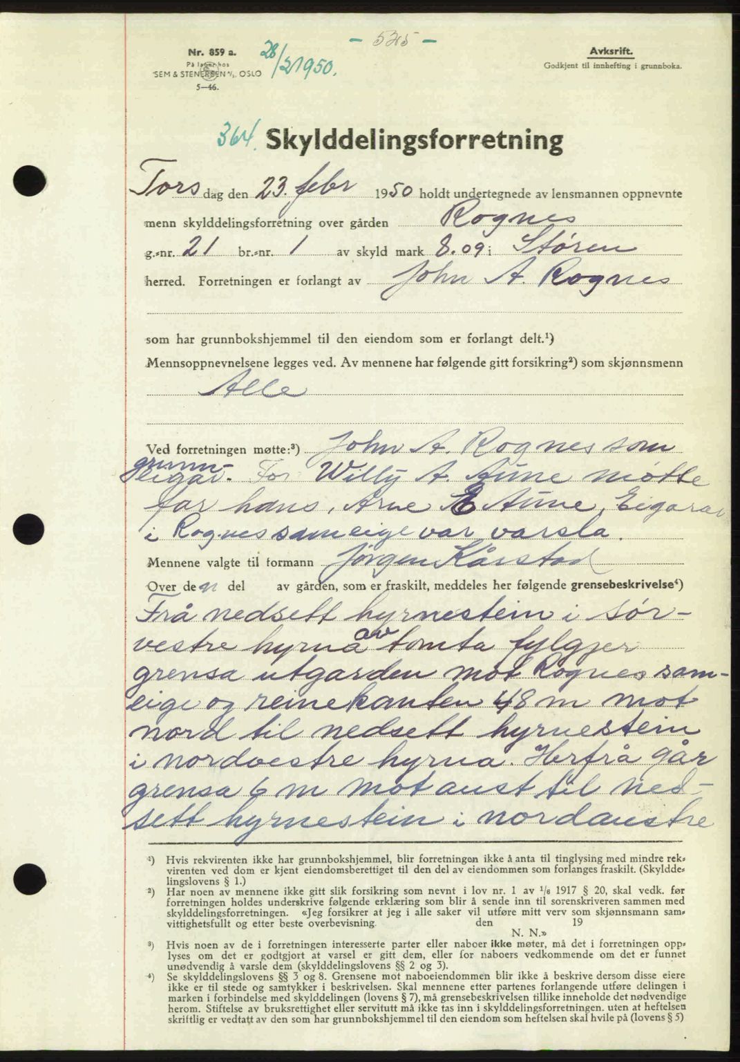 Gauldal sorenskriveri, SAT/A-0014/1/2/2C: Pantebok nr. A9, 1949-1950, Dagboknr: 364/1950