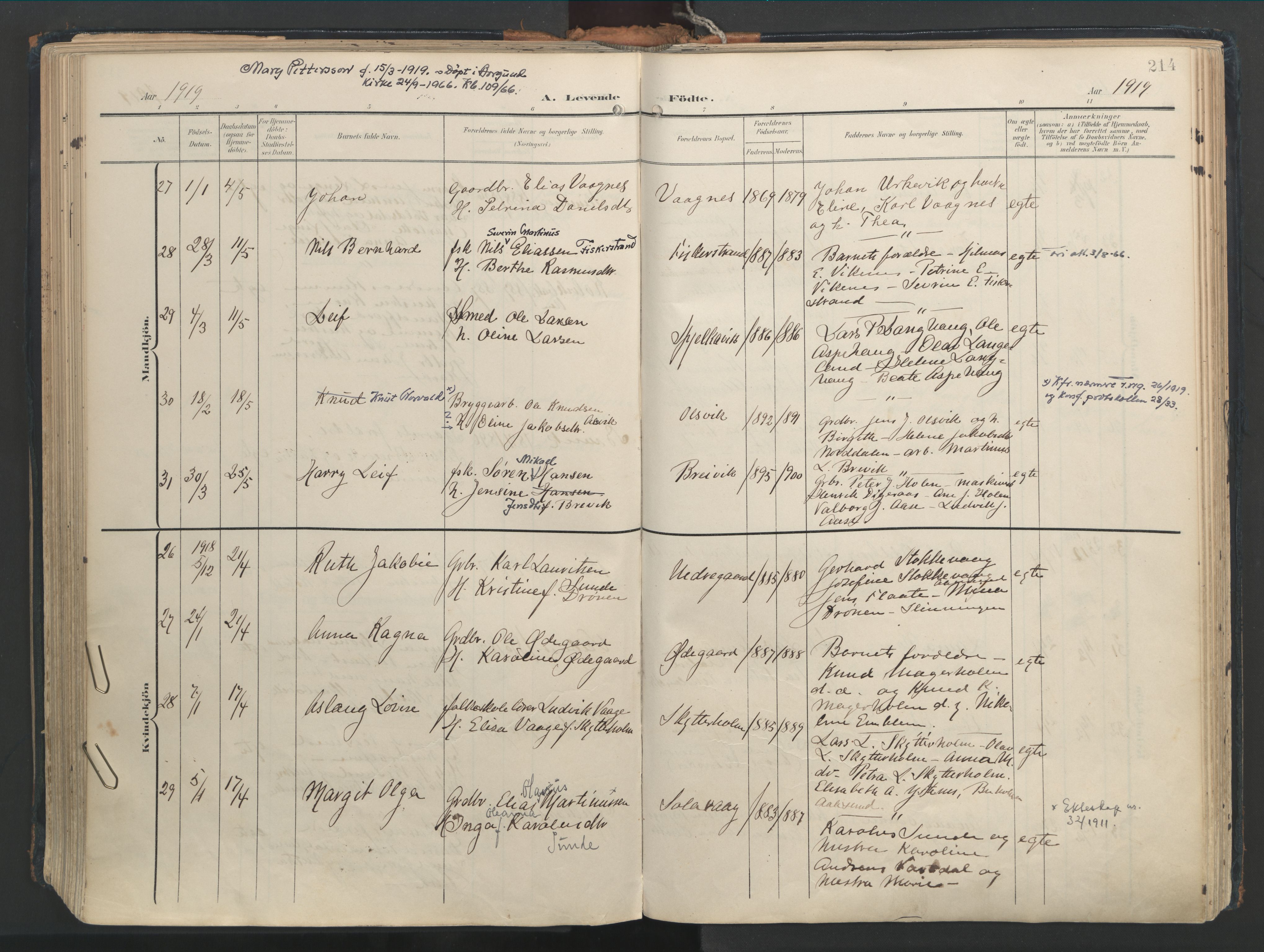 Ministerialprotokoller, klokkerbøker og fødselsregistre - Møre og Romsdal, AV/SAT-A-1454/528/L0411: Ministerialbok nr. 528A20, 1907-1920, s. 214