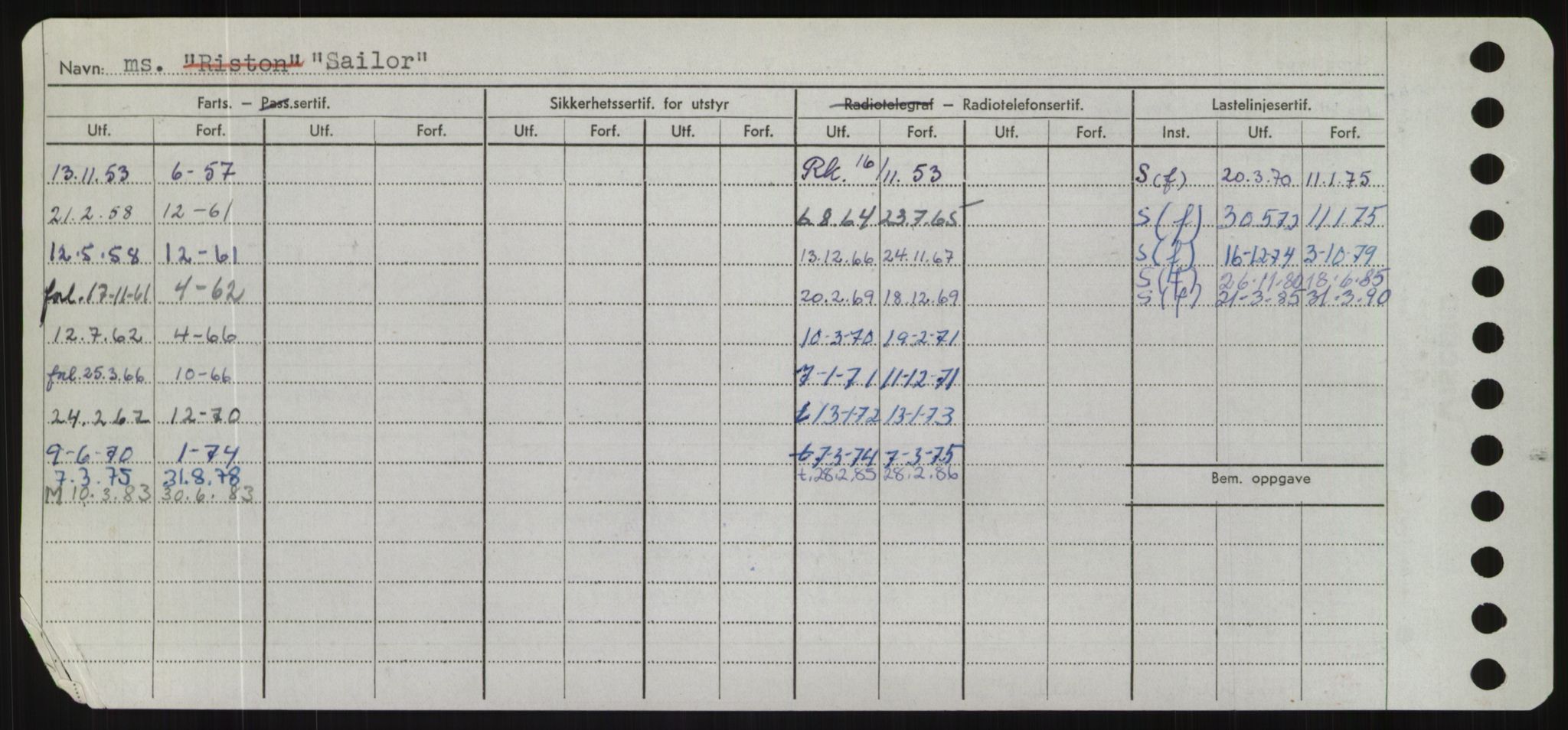 Sjøfartsdirektoratet med forløpere, Skipsmålingen, RA/S-1627/H/Hd/L0031: Fartøy, Rju-Sam, s. 574