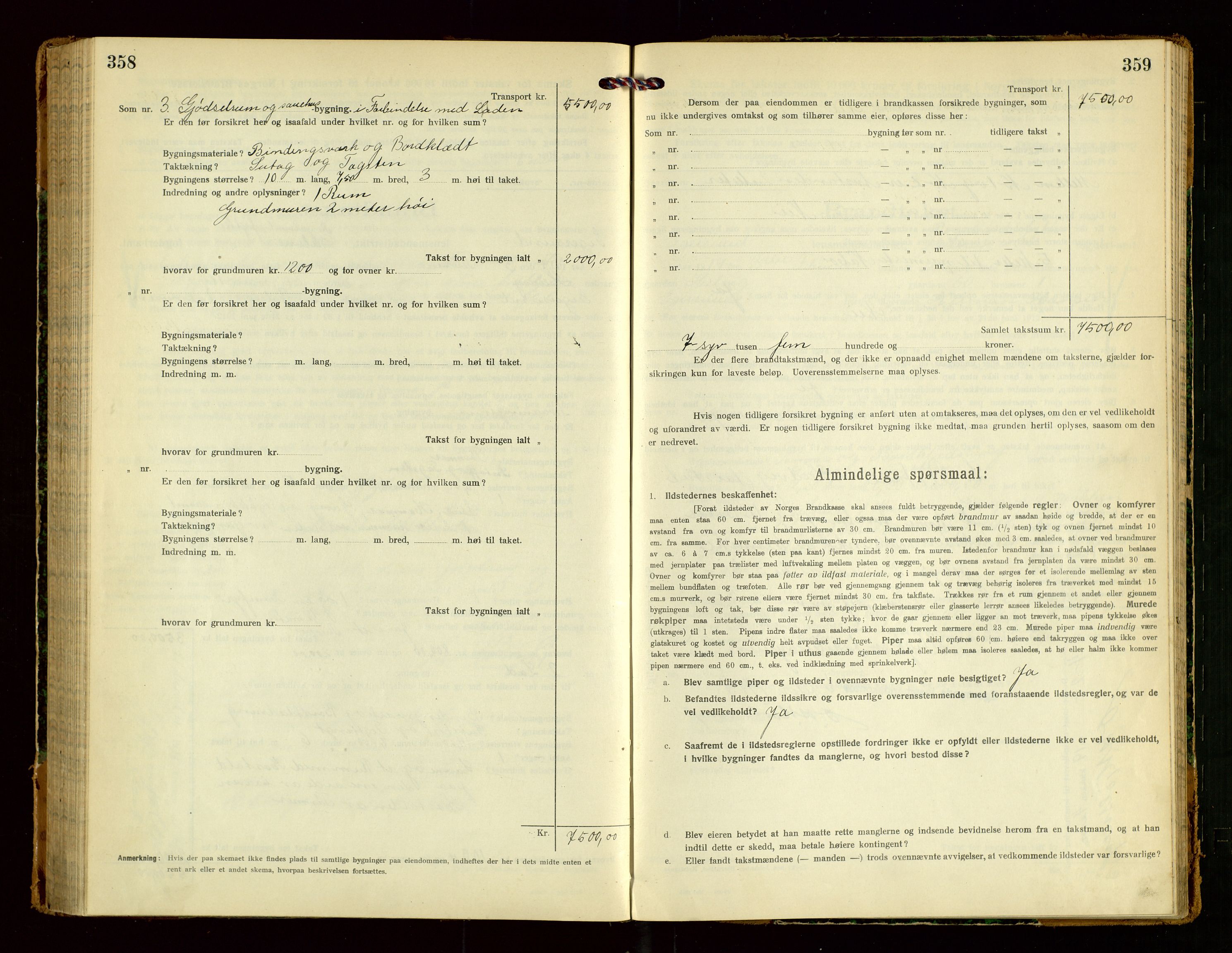 Eigersund lensmannskontor, AV/SAST-A-100171/Gob/L0003: "Brandtakstprotokol", 1917-1920, s. 358-359