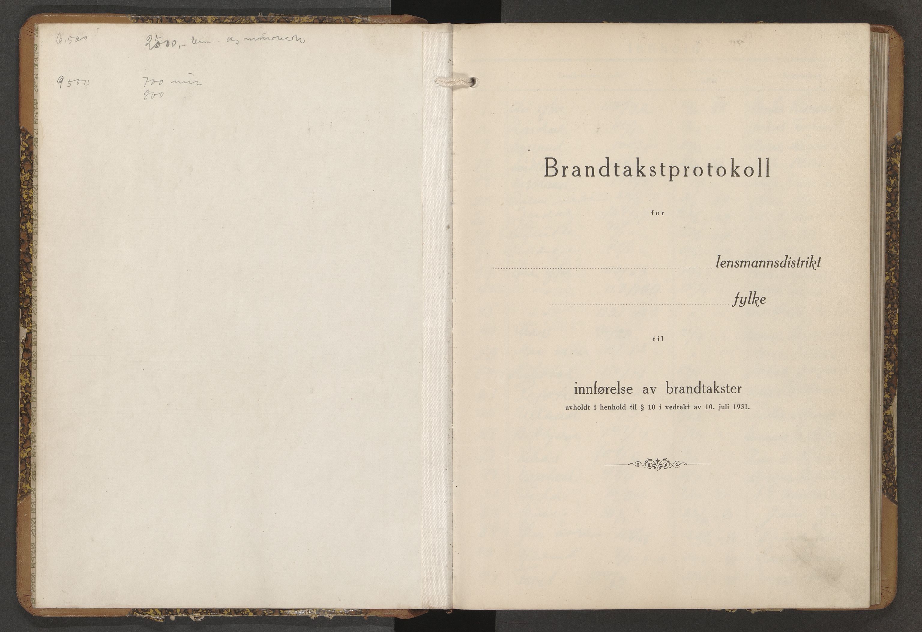 Norges Brannkasse Kvinesdal, AV/SAK-2241-0031/F/Fa/L0008: Branntakstprotokoll nr. 8, 1938-1942