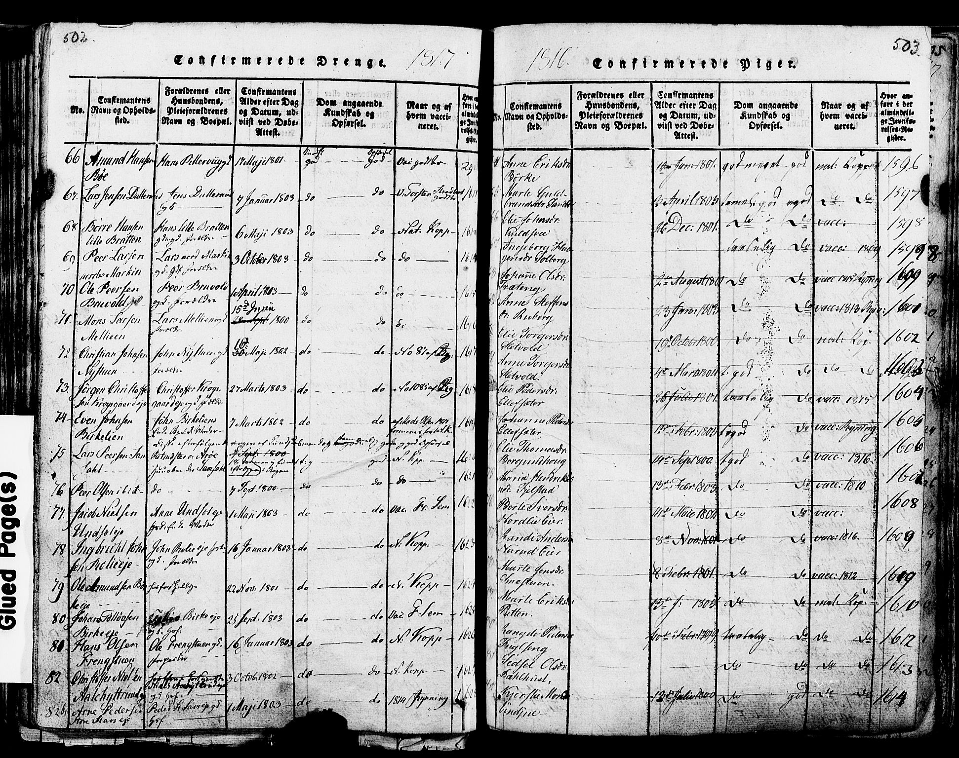 Ringsaker prestekontor, AV/SAH-PREST-014/K/Ka/L0005: Ministerialbok nr. 5, 1814-1826, s. 502-503