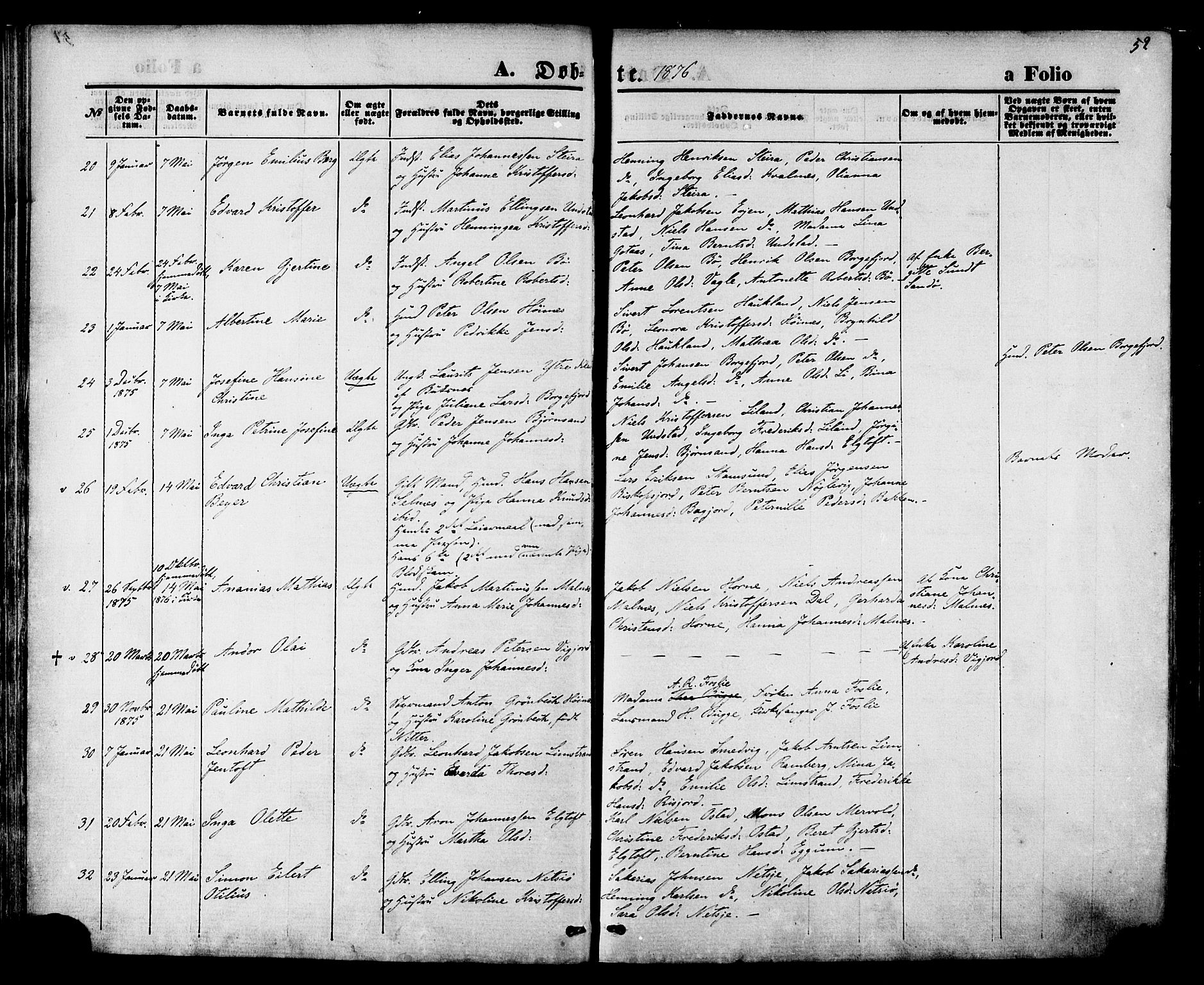 Ministerialprotokoller, klokkerbøker og fødselsregistre - Nordland, AV/SAT-A-1459/880/L1132: Ministerialbok nr. 880A06, 1869-1887, s. 52