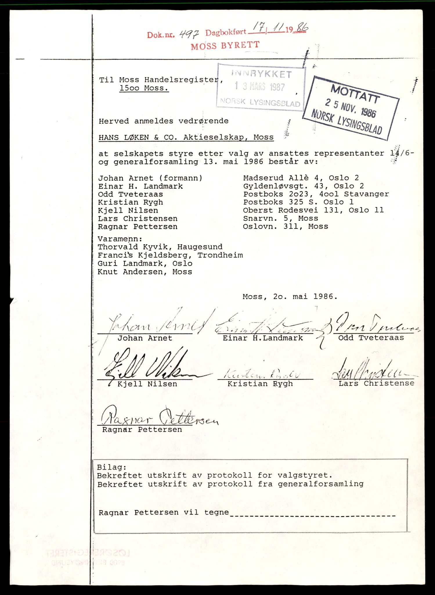 Moss tingrett, AV/SAT-A-10063/K/Ka/Kab/L0021: Slettede og konverterte firmaer, Løk - Mgg, 1890-1943, s. 1