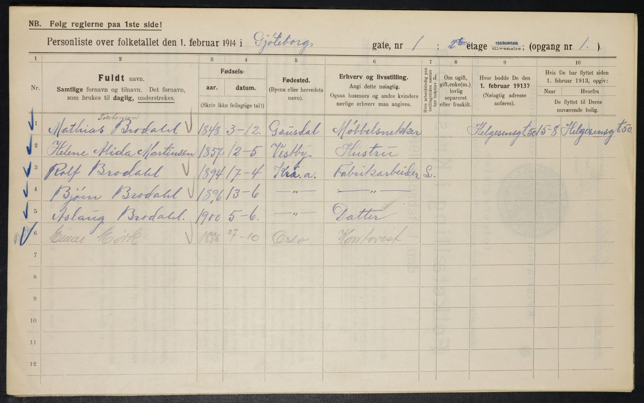 OBA, Kommunal folketelling 1.2.1914 for Kristiania, 1914, s. 32788