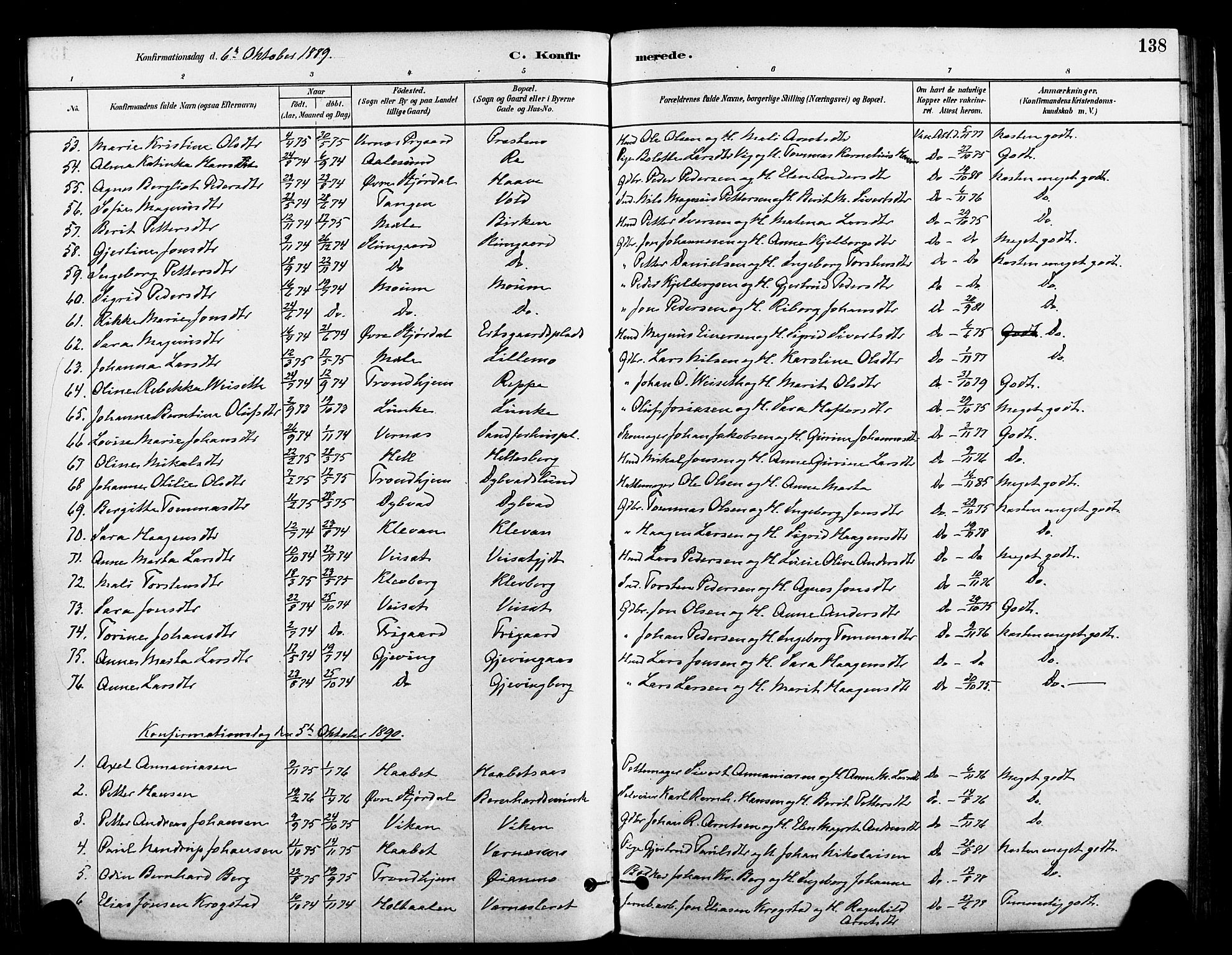 Ministerialprotokoller, klokkerbøker og fødselsregistre - Nord-Trøndelag, SAT/A-1458/709/L0077: Ministerialbok nr. 709A17, 1880-1895, s. 138