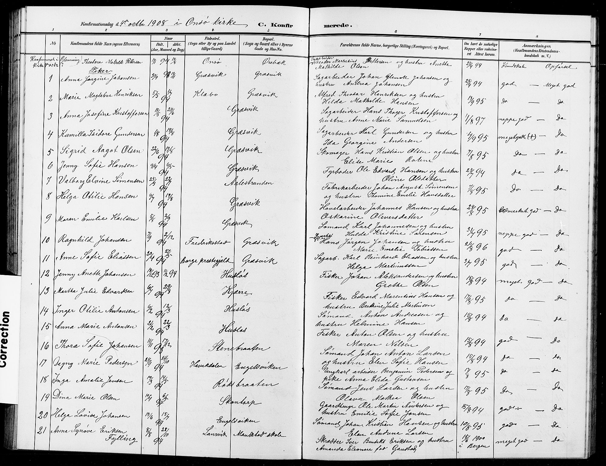 Onsøy prestekontor Kirkebøker, AV/SAO-A-10914/G/Ga/L0002: Klokkerbok nr. I 2, 1903-1909