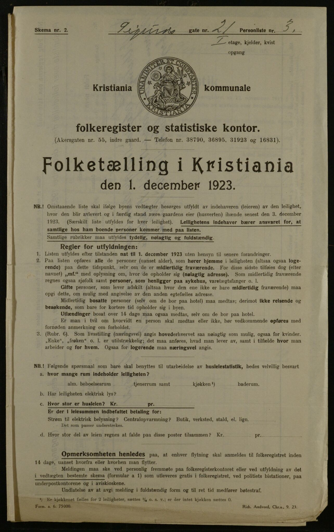 OBA, Kommunal folketelling 1.12.1923 for Kristiania, 1923, s. 105335