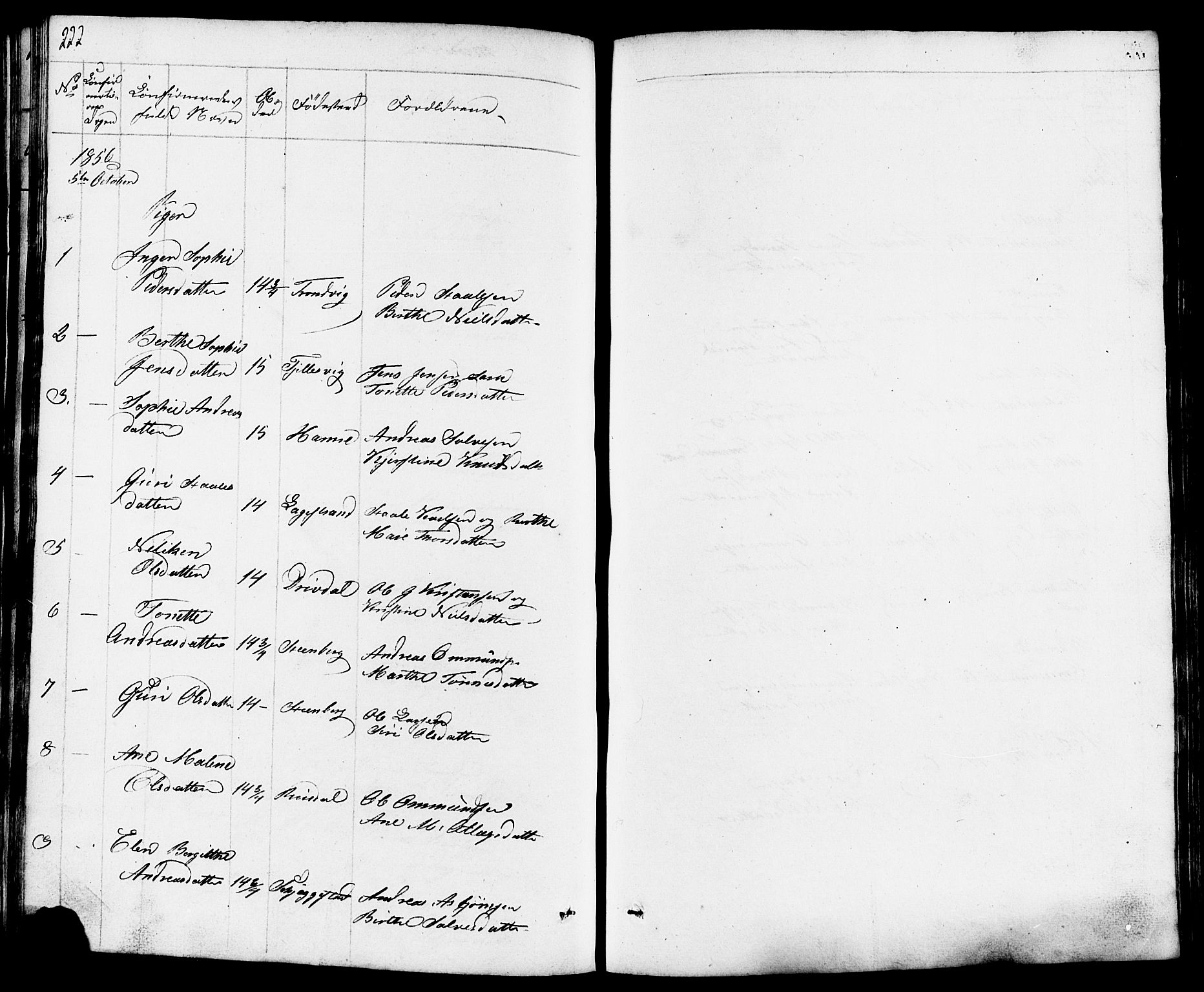 Lund sokneprestkontor, AV/SAST-A-101809/S07/L0003: Klokkerbok nr. B 3, 1848-1885, s. 222