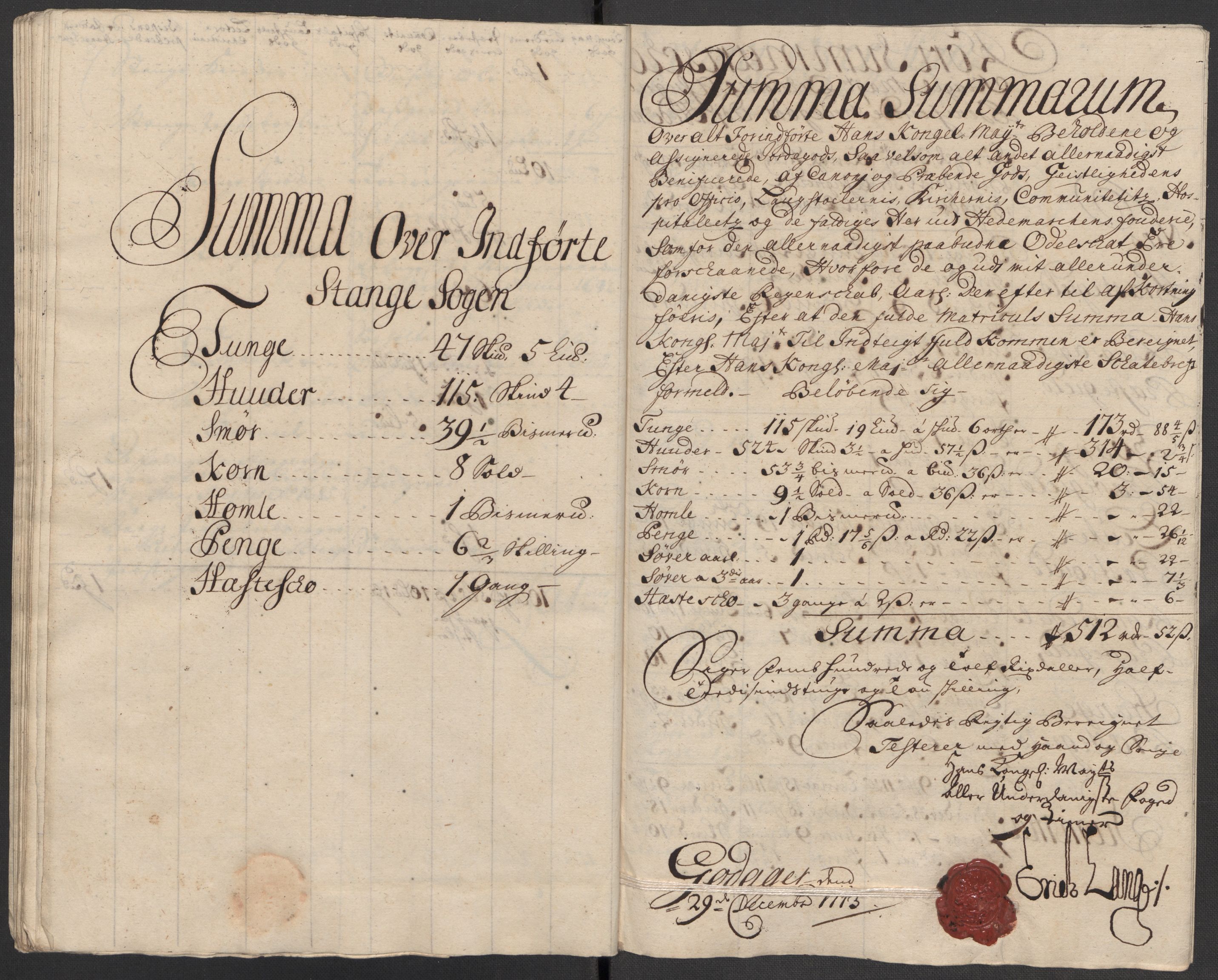 Rentekammeret inntil 1814, Reviderte regnskaper, Fogderegnskap, AV/RA-EA-4092/R16/L1050: Fogderegnskap Hedmark, 1713, s. 426