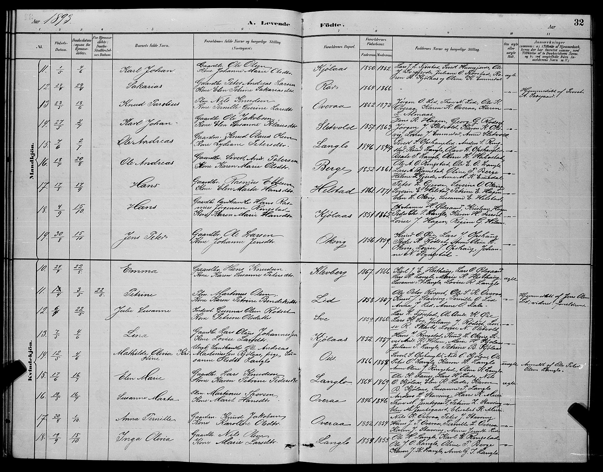 Ministerialprotokoller, klokkerbøker og fødselsregistre - Møre og Romsdal, AV/SAT-A-1454/520/L0292: Klokkerbok nr. 520C04, 1882-1901, s. 32