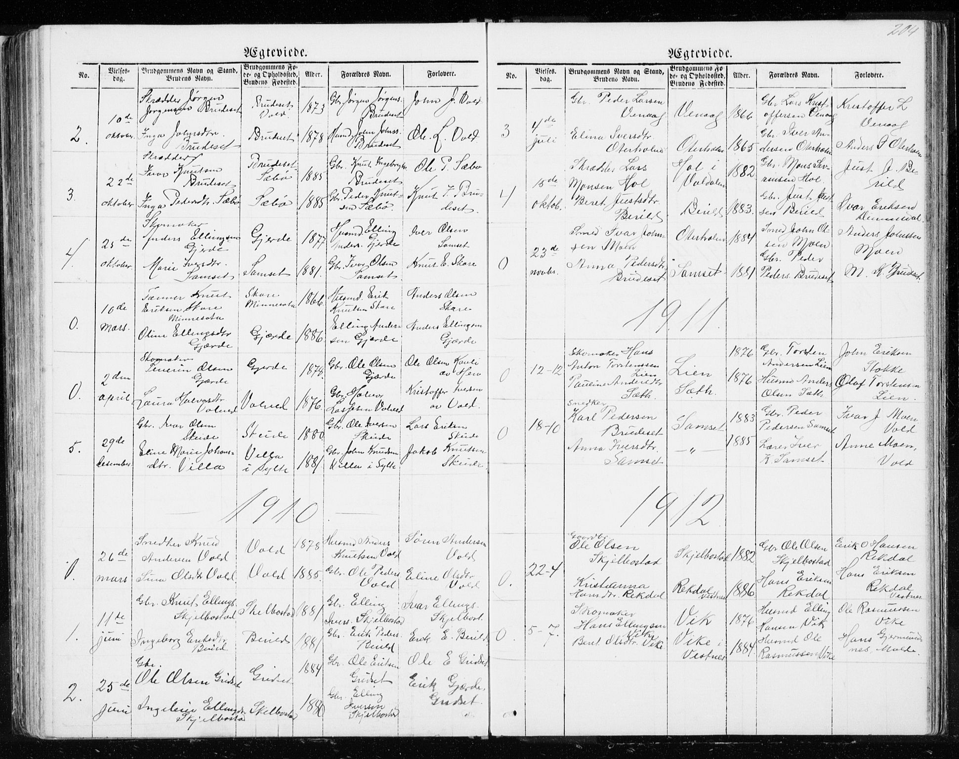 Ministerialprotokoller, klokkerbøker og fødselsregistre - Møre og Romsdal, SAT/A-1454/543/L0564: Klokkerbok nr. 543C02, 1867-1915, s. 204