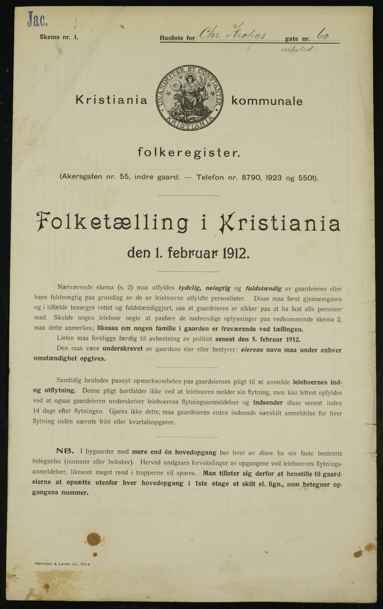 OBA, Kommunal folketelling 1.2.1912 for Kristiania, 1912, s. 12224