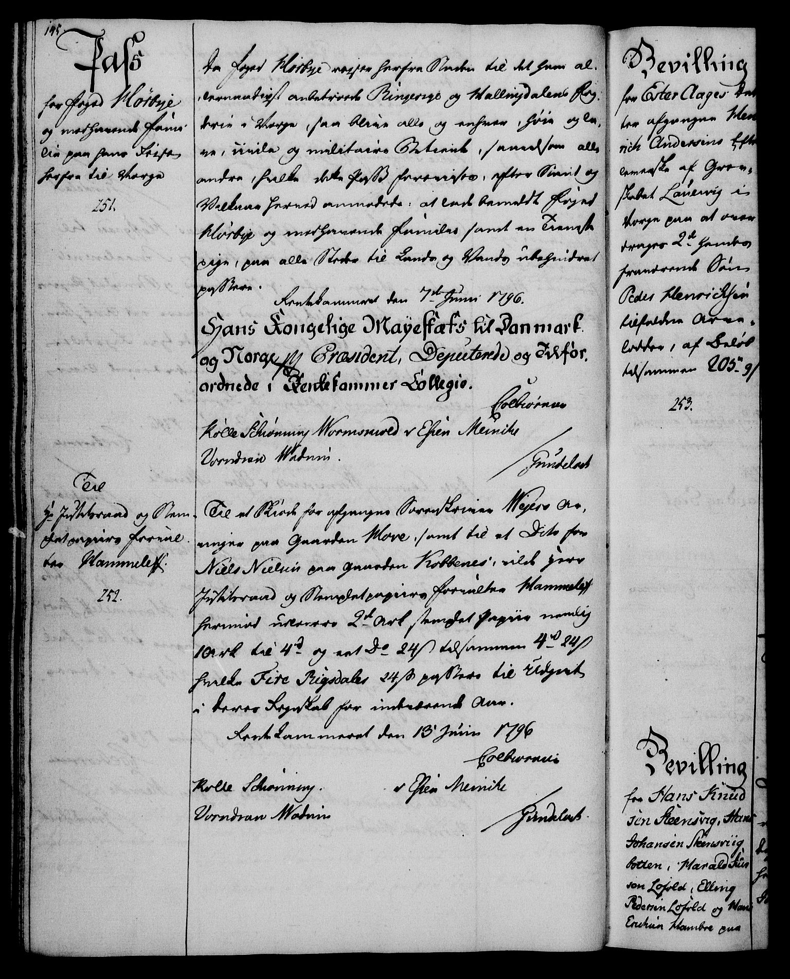 Rentekammeret, Kammerkanselliet, RA/EA-3111/G/Gg/Gga/L0016: Norsk ekspedisjonsprotokoll med register (merket RK 53.16), 1794-1800, s. 145