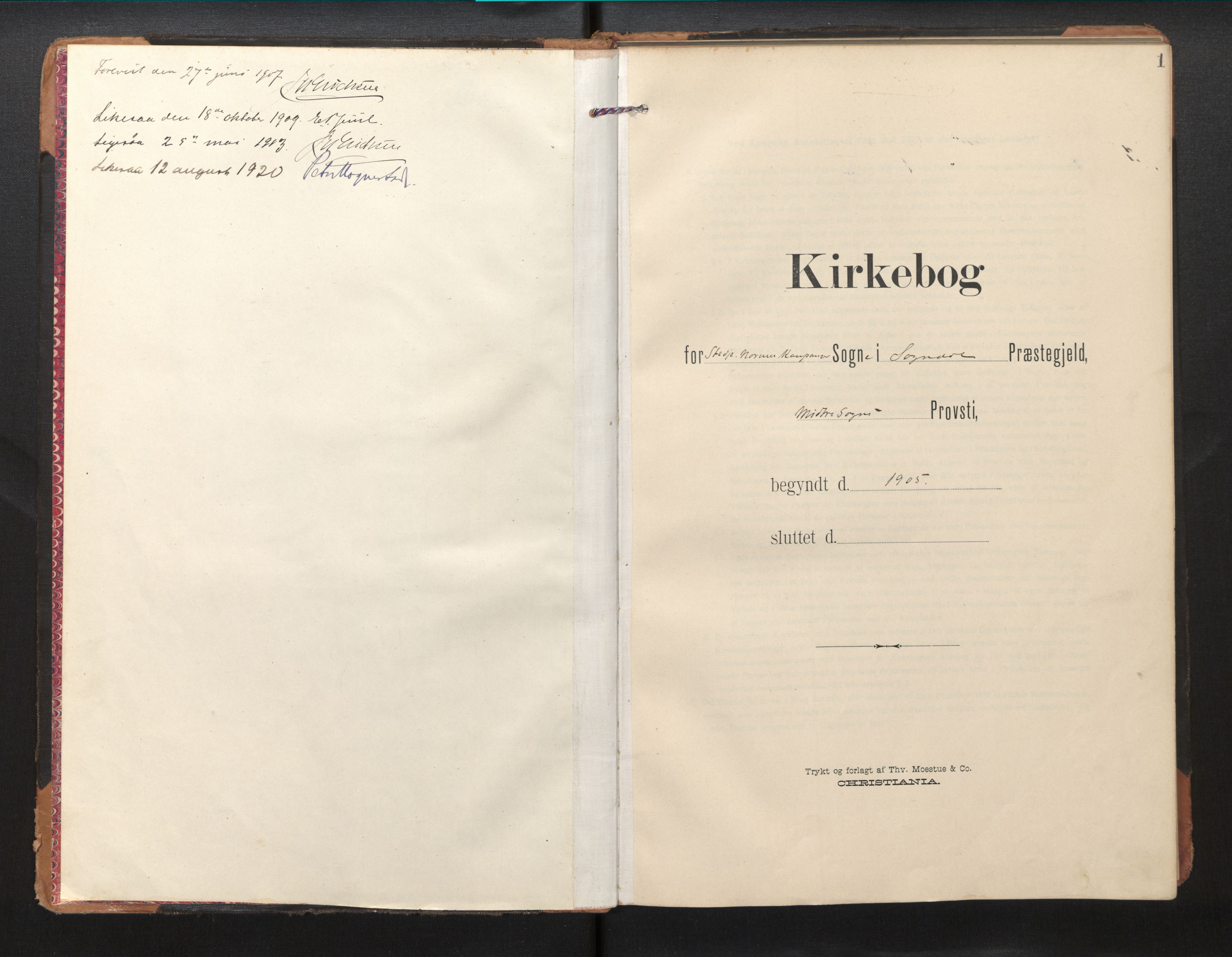 Sogndal sokneprestembete, SAB/A-81301/H/Haa/Haaa/L0016: Ministerialbok nr. A 16, 1905-1914