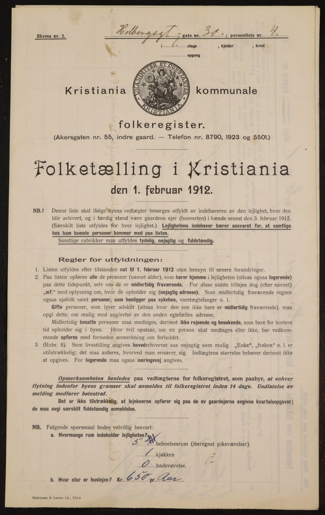 OBA, Kommunal folketelling 1.2.1912 for Kristiania, 1912, s. 40912