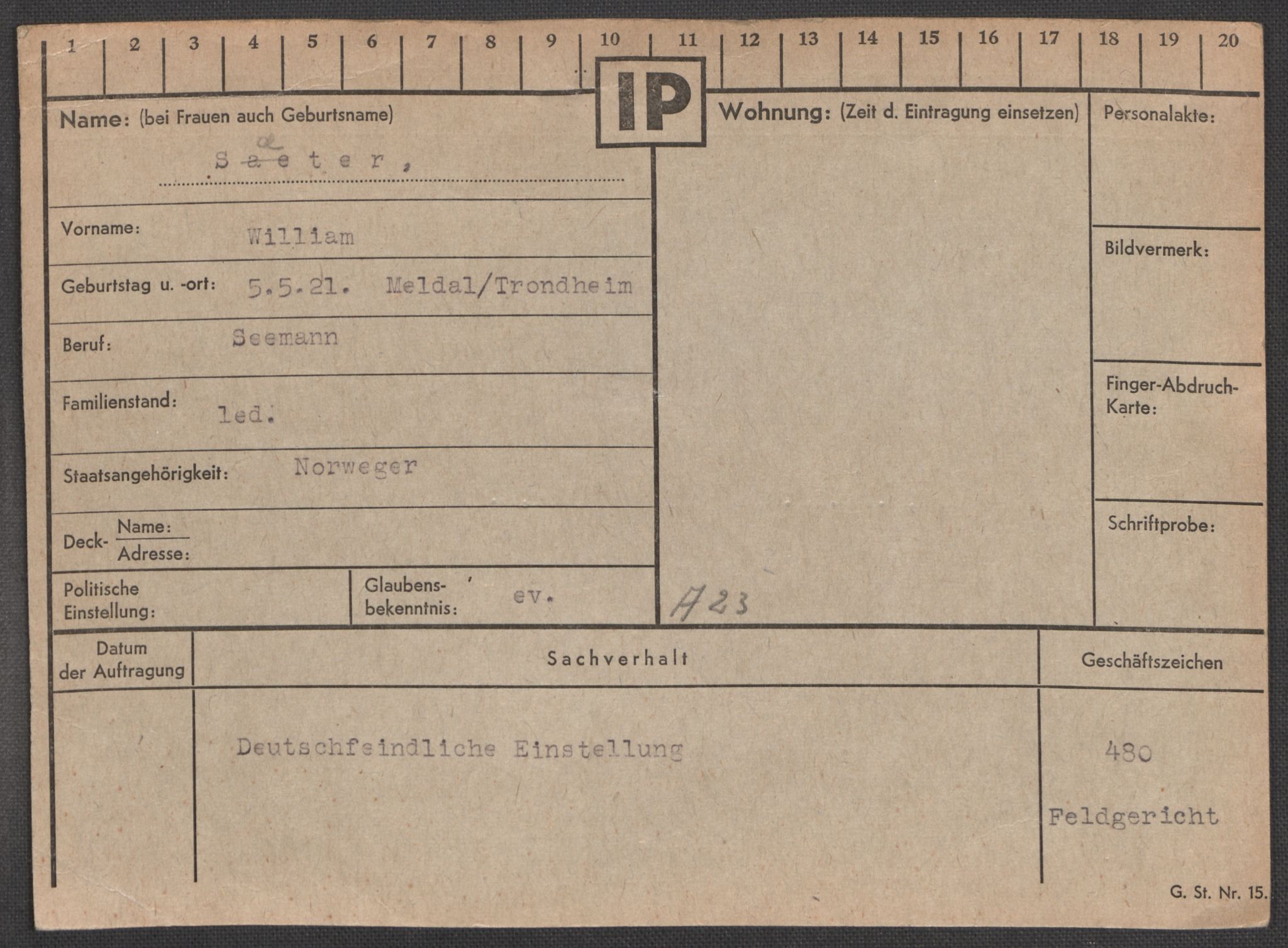 Befehlshaber der Sicherheitspolizei und des SD, AV/RA-RAFA-5969/E/Ea/Eaa/L0009: Register over norske fanger i Møllergata 19: Ru-Sy, 1940-1945, s. 1680