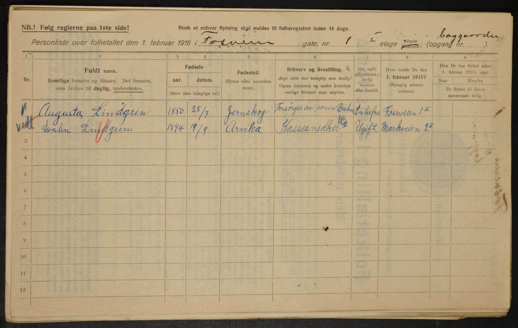 OBA, Kommunal folketelling 1.2.1916 for Kristiania, 1916, s. 25067