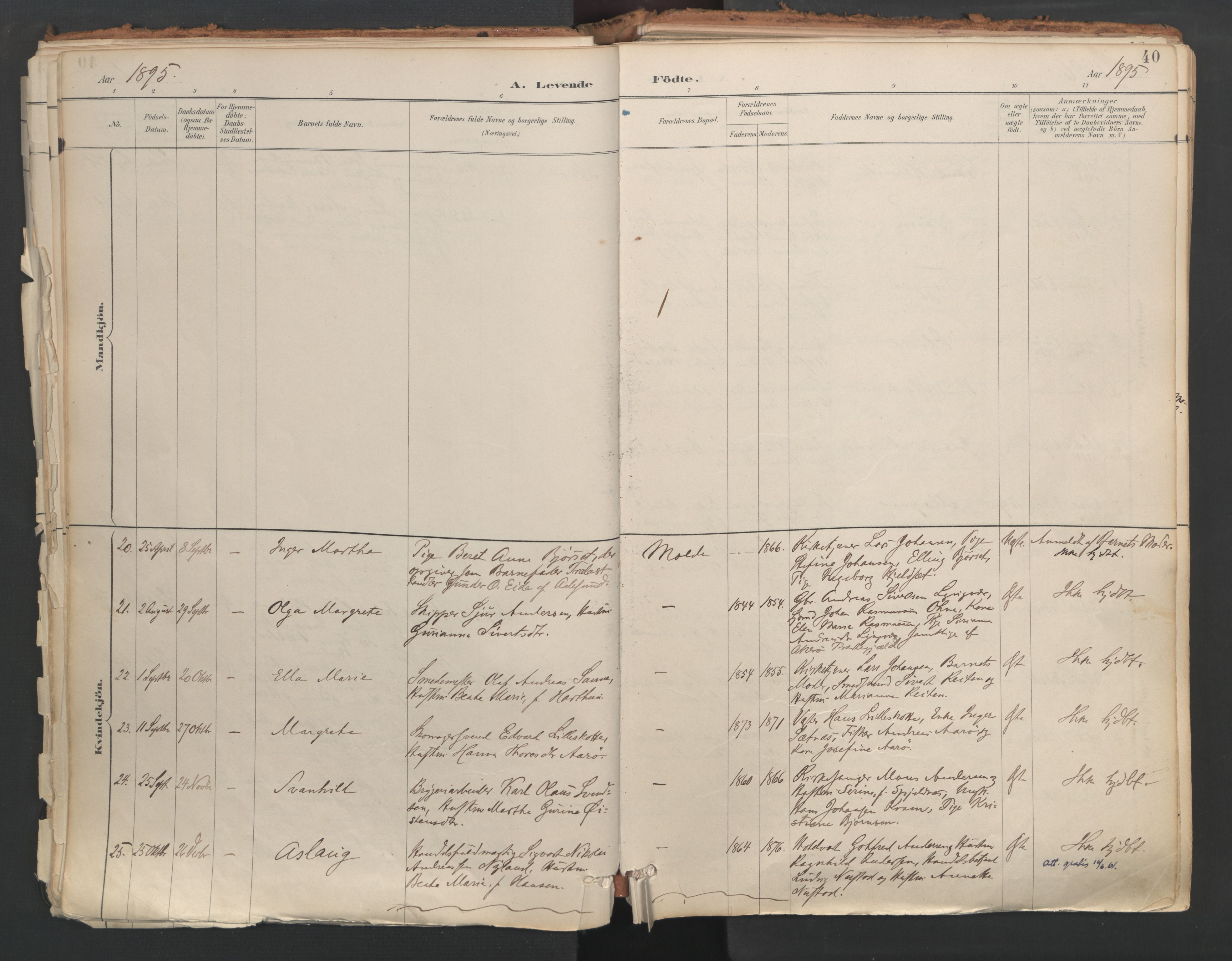 Ministerialprotokoller, klokkerbøker og fødselsregistre - Møre og Romsdal, SAT/A-1454/558/L0692: Ministerialbok nr. 558A06, 1887-1971, s. 40