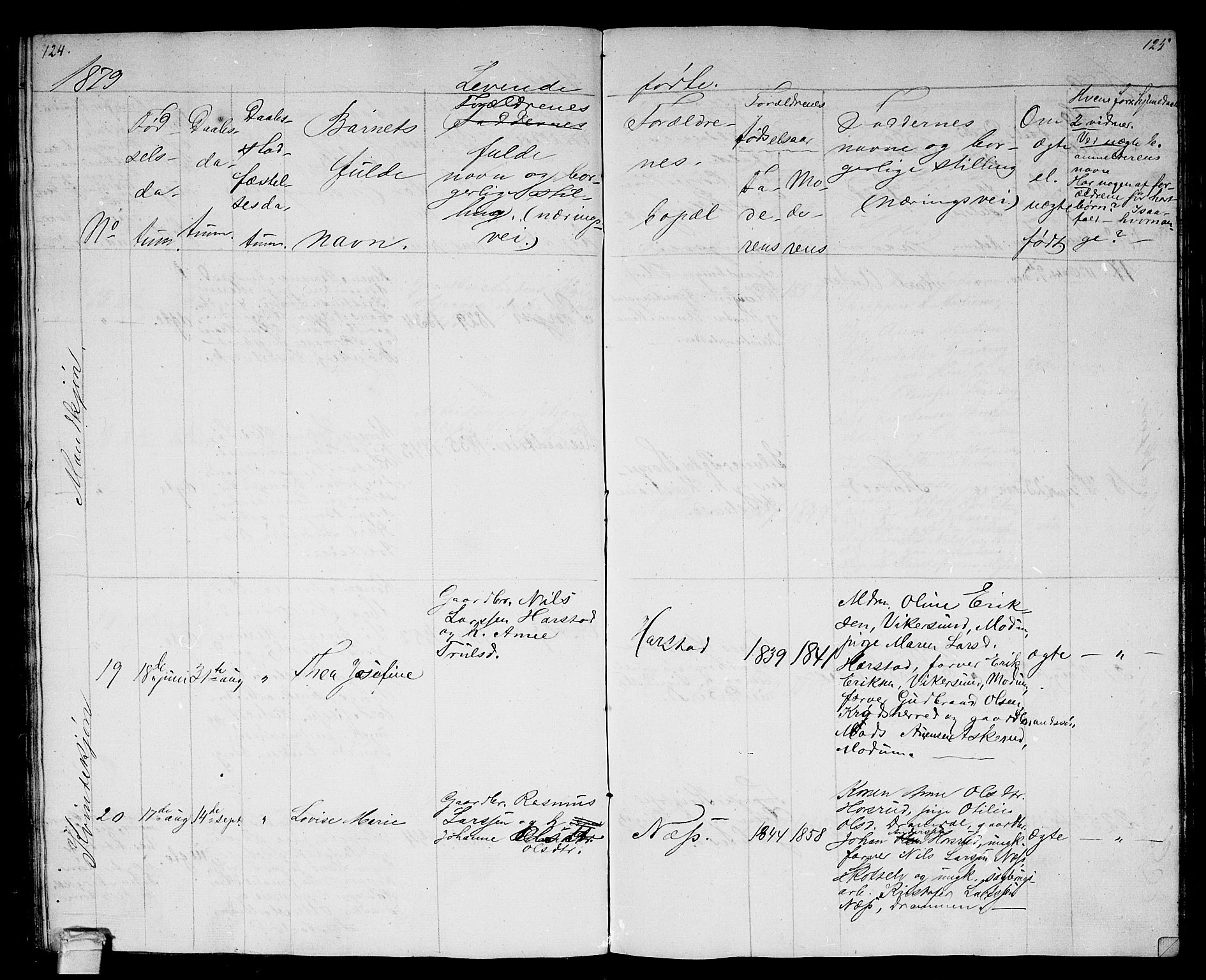 Eiker kirkebøker, AV/SAKO-A-4/G/Gb/L0002: Klokkerbok nr. II 2, 1865-1879, s. 124-125