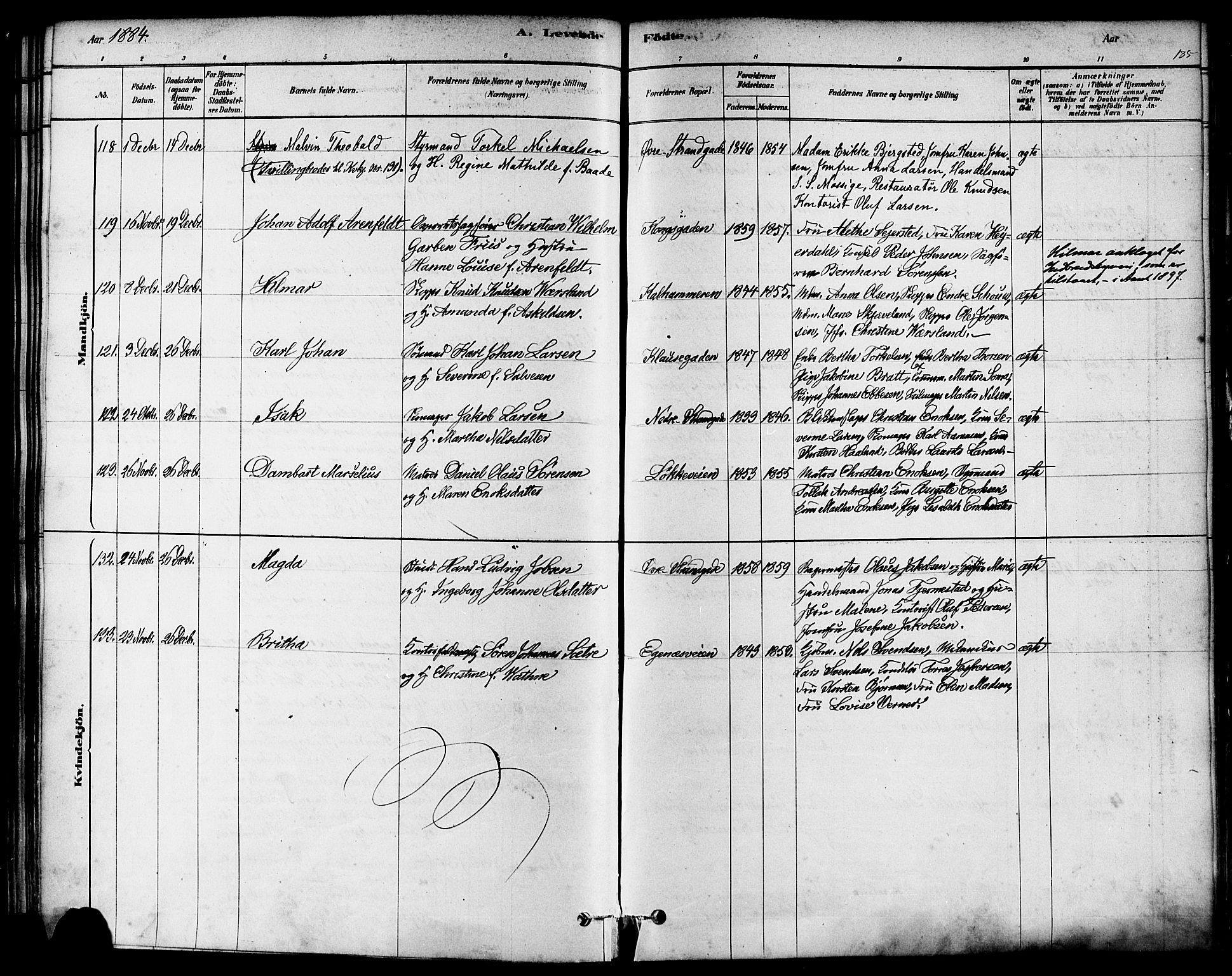 Domkirken sokneprestkontor, AV/SAST-A-101812/001/30/30BA/L0026: Ministerialbok nr. A 25, 1878-1889, s. 185