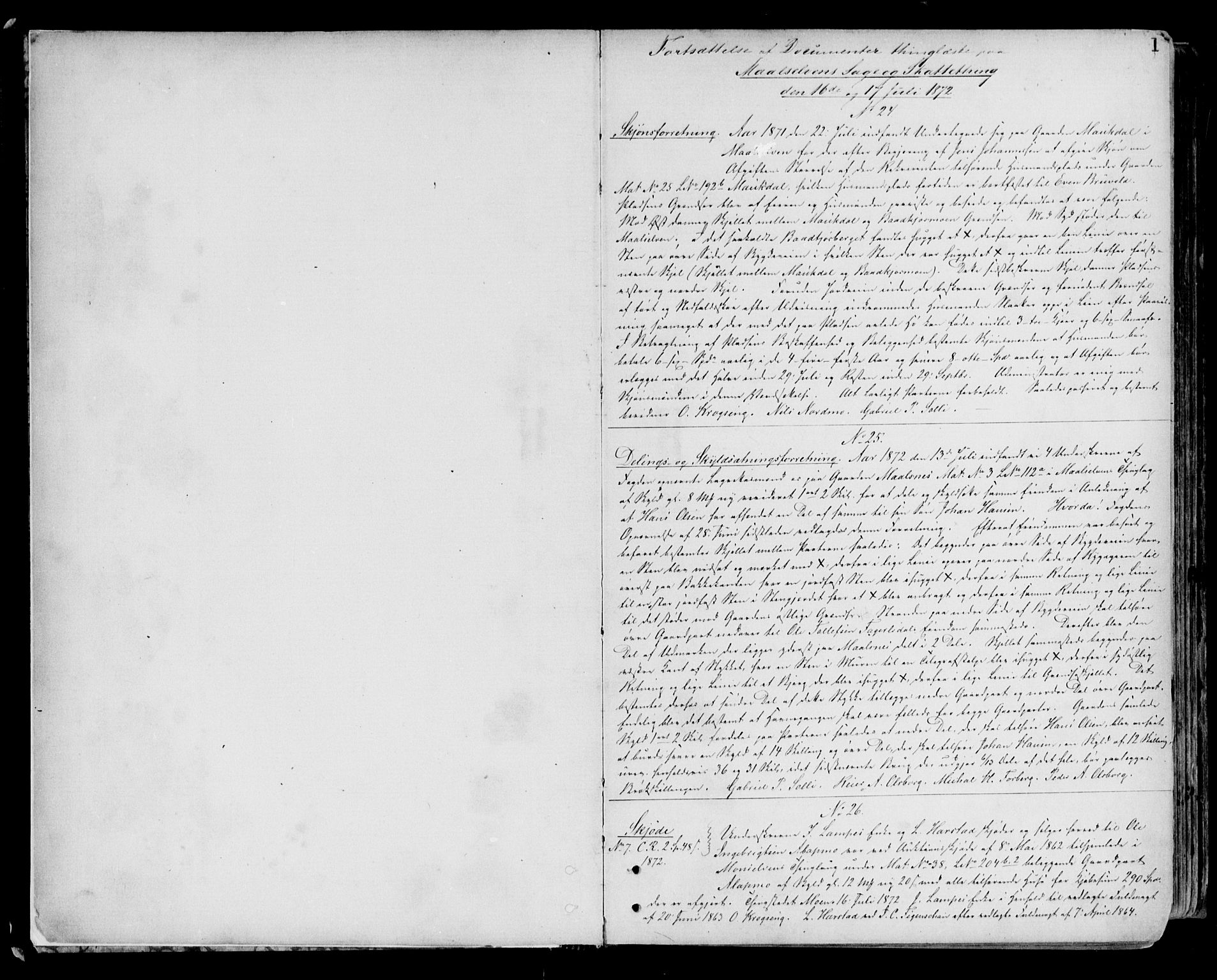 Senja sorenskriveri 1855-, SATØ/S-0048/1/H/Hd/L0010: Pantebok nr. 10, 1872-1877, s. 1