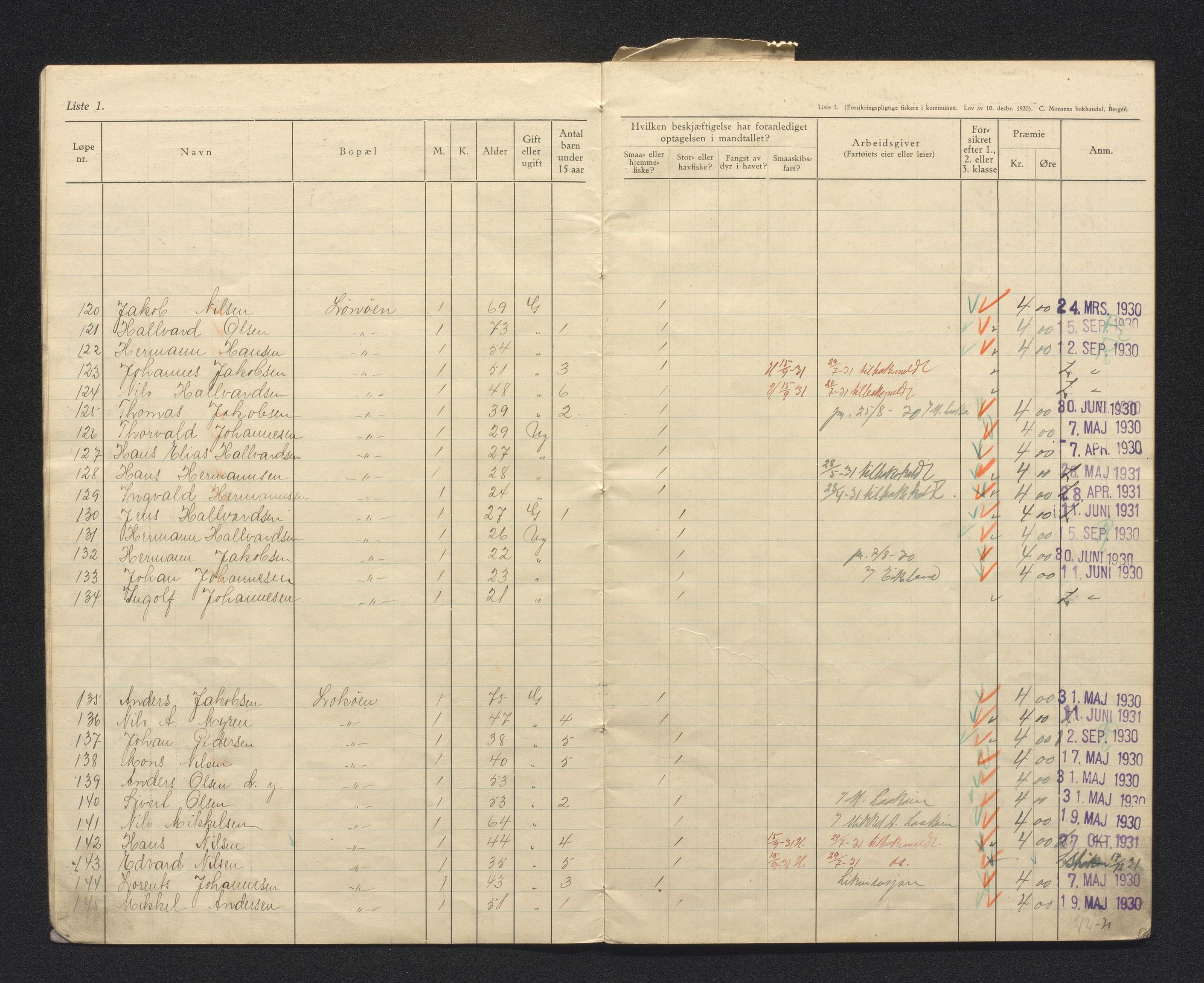 Fjell kommune. Fiskarmanntalsnemnda, IKAH/1246-352/F/Fa/L0001/0009: Fiskarmanntal / Fiskarmanntal, 1930