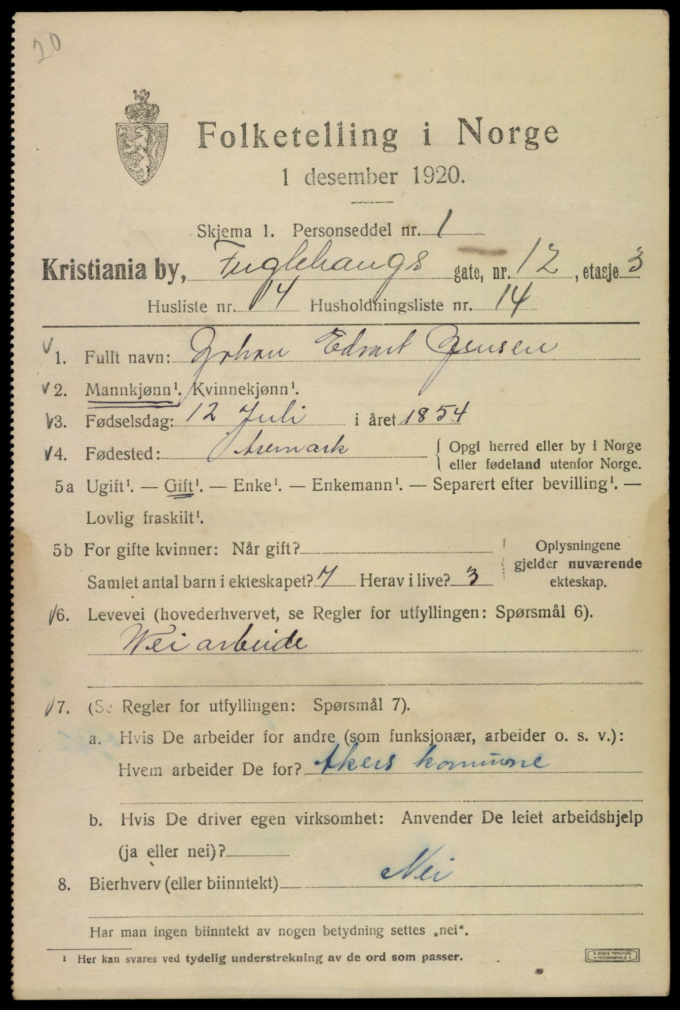 SAO, Folketelling 1920 for 0301 Kristiania kjøpstad, 1920, s. 246959