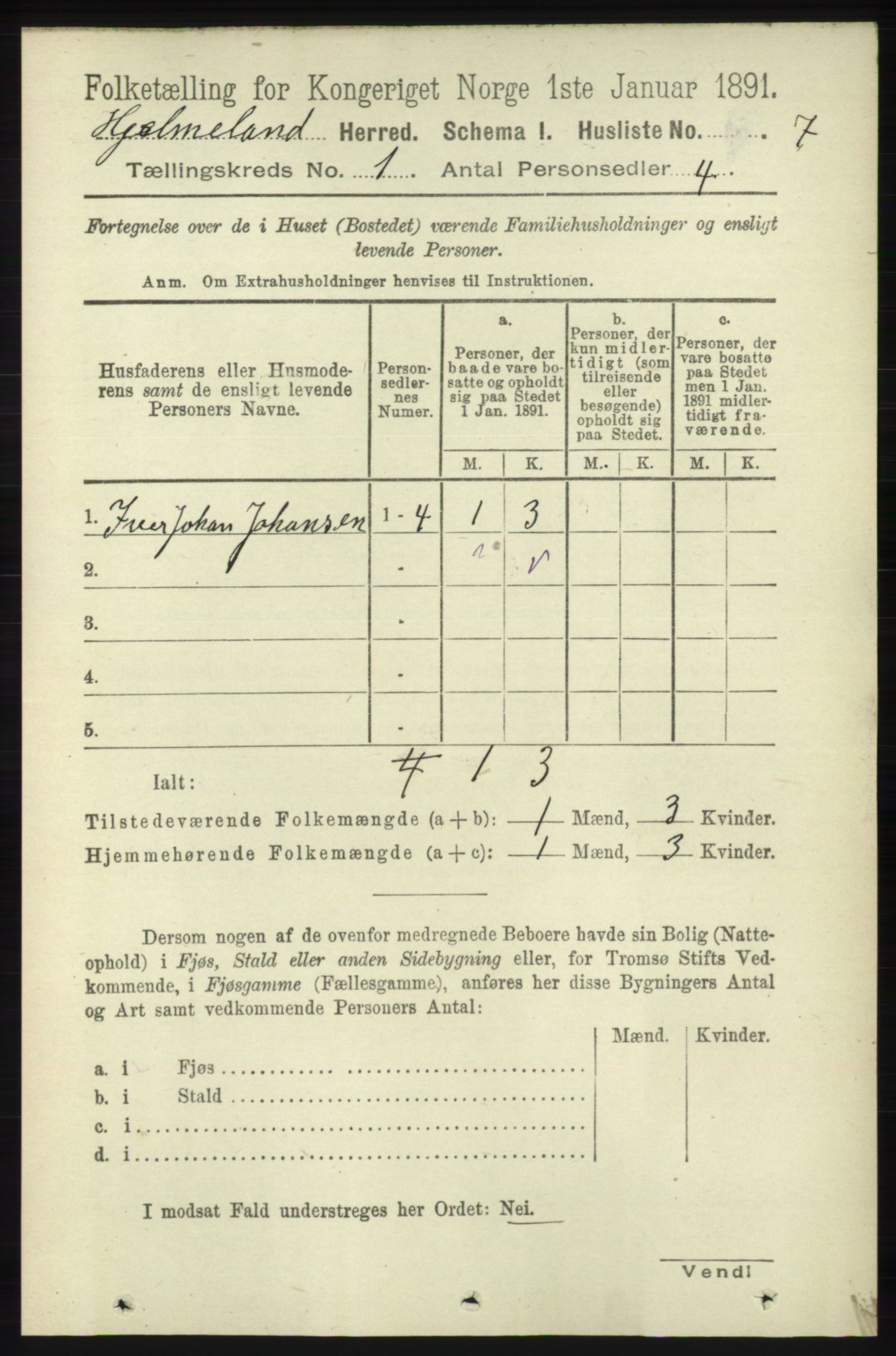 RA, Folketelling 1891 for 1133 Hjelmeland herred, 1891, s. 29