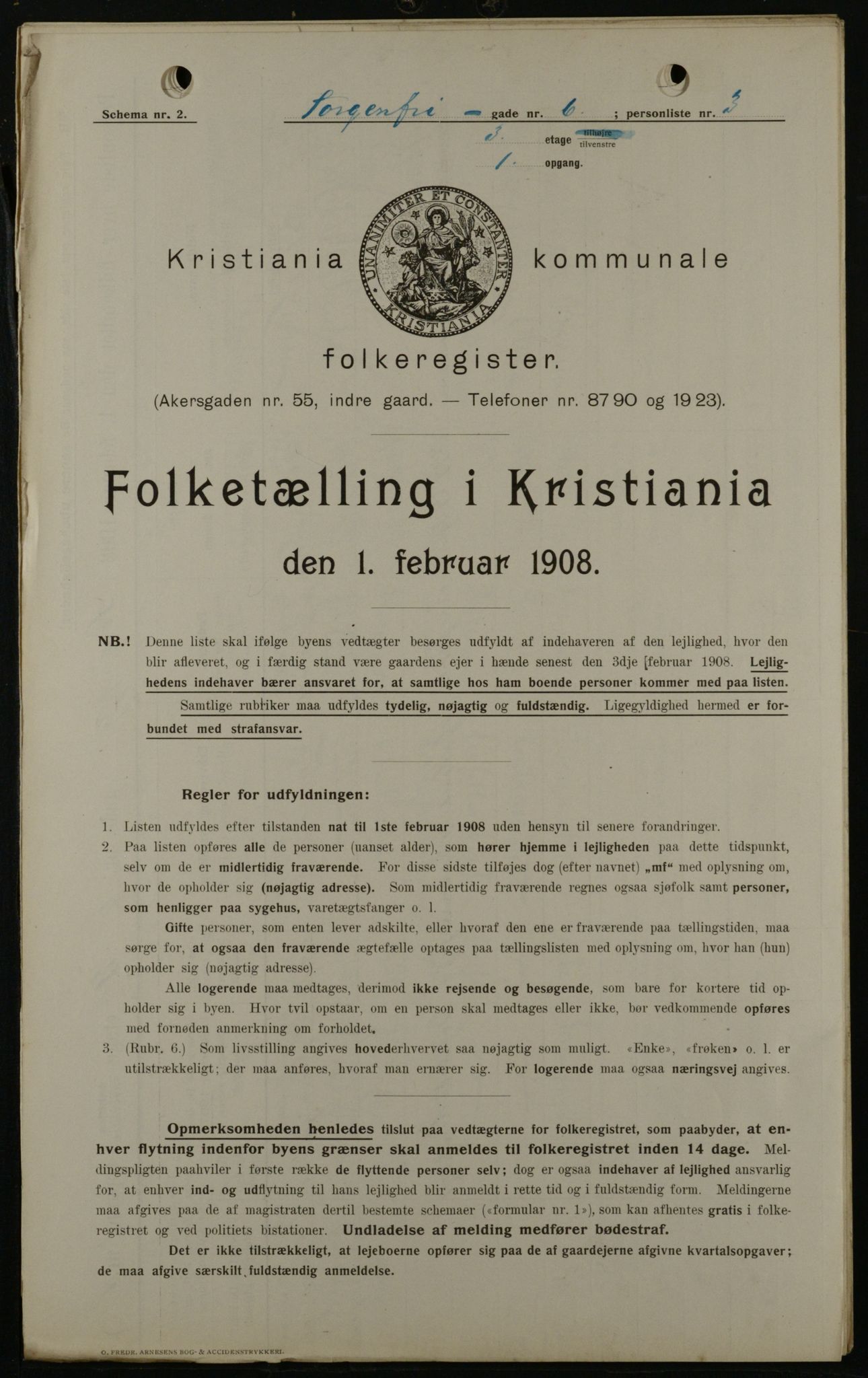 OBA, Kommunal folketelling 1.2.1908 for Kristiania kjøpstad, 1908, s. 89955