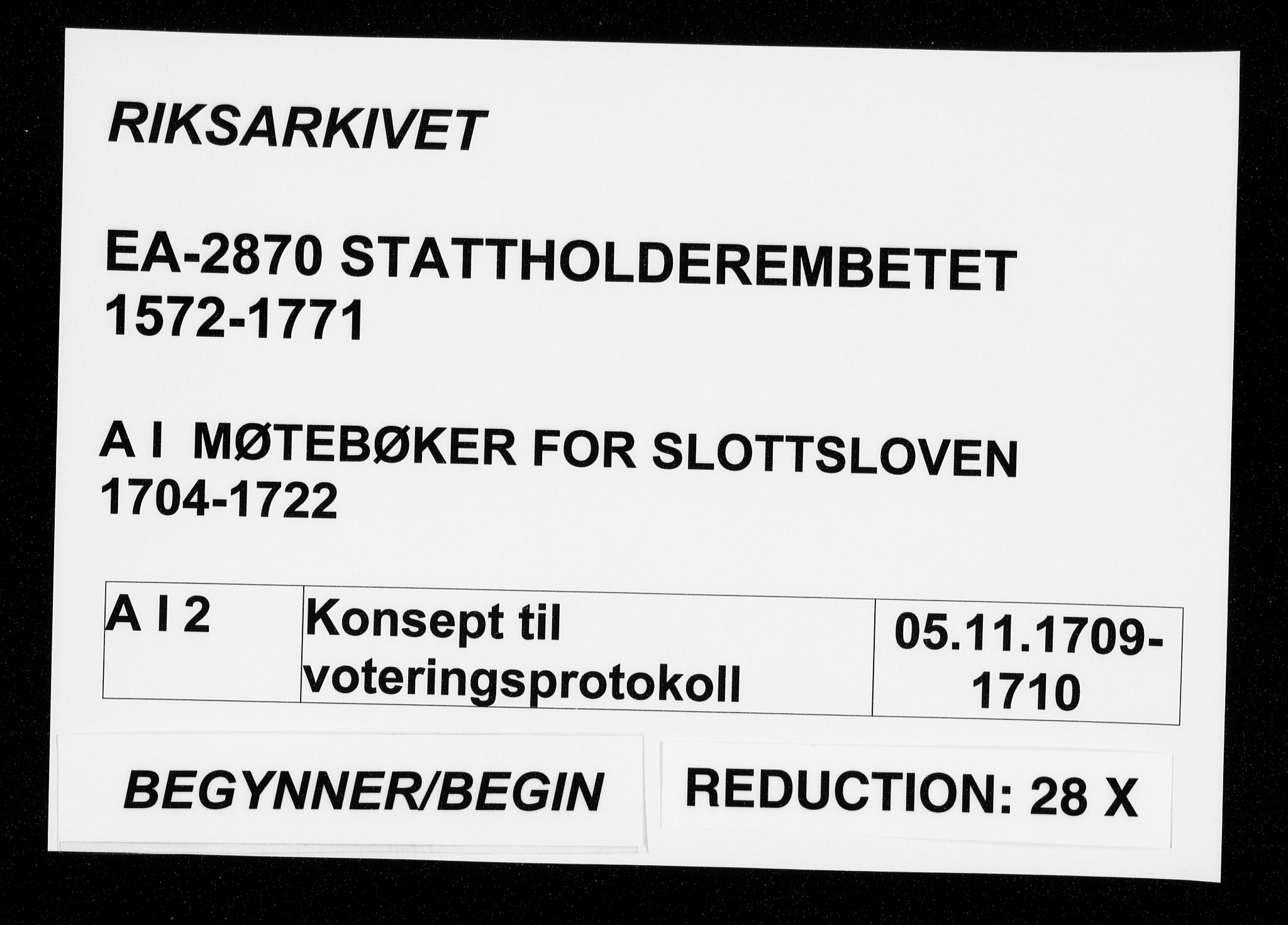 Stattholderembetet 1572-1771, AV/RA-EA-2870/Aa/L0002: Konsept til voteringsprotokoll, 1709-1710, s. 1