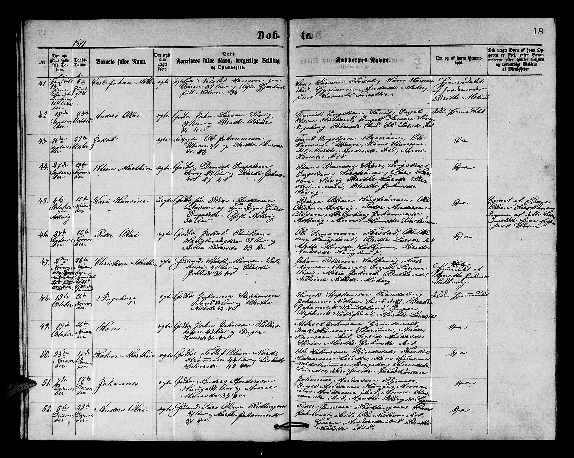 Os sokneprestembete, AV/SAB-A-99929: Klokkerbok nr. A 1, 1869-1879, s. 18