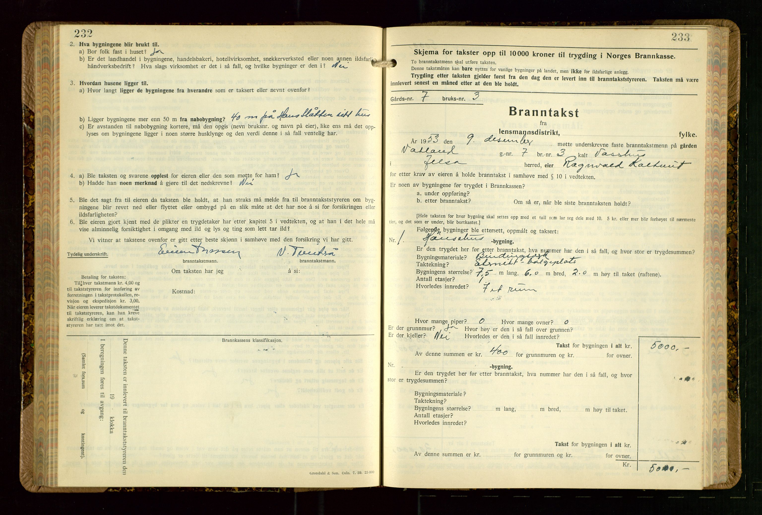 Jelsa lensmannskontor, AV/SAST-A-100360/Gob/L0003: "Branntakstprotokoll", 1942-1955, s. 232-233