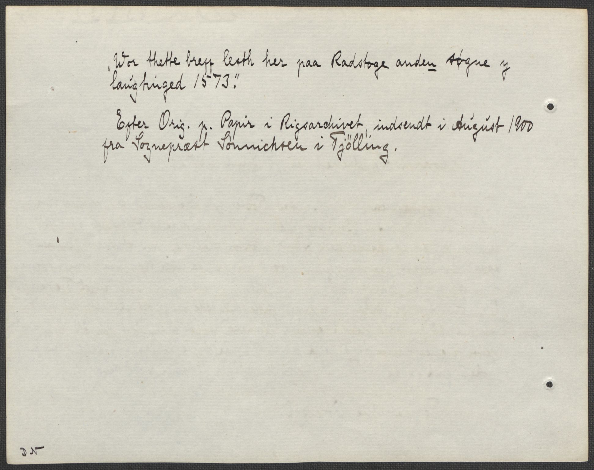 Riksarkivets diplomsamling, AV/RA-EA-5965/F15/L0025: Prestearkiv - Vestfold, 1572-1782, s. 15