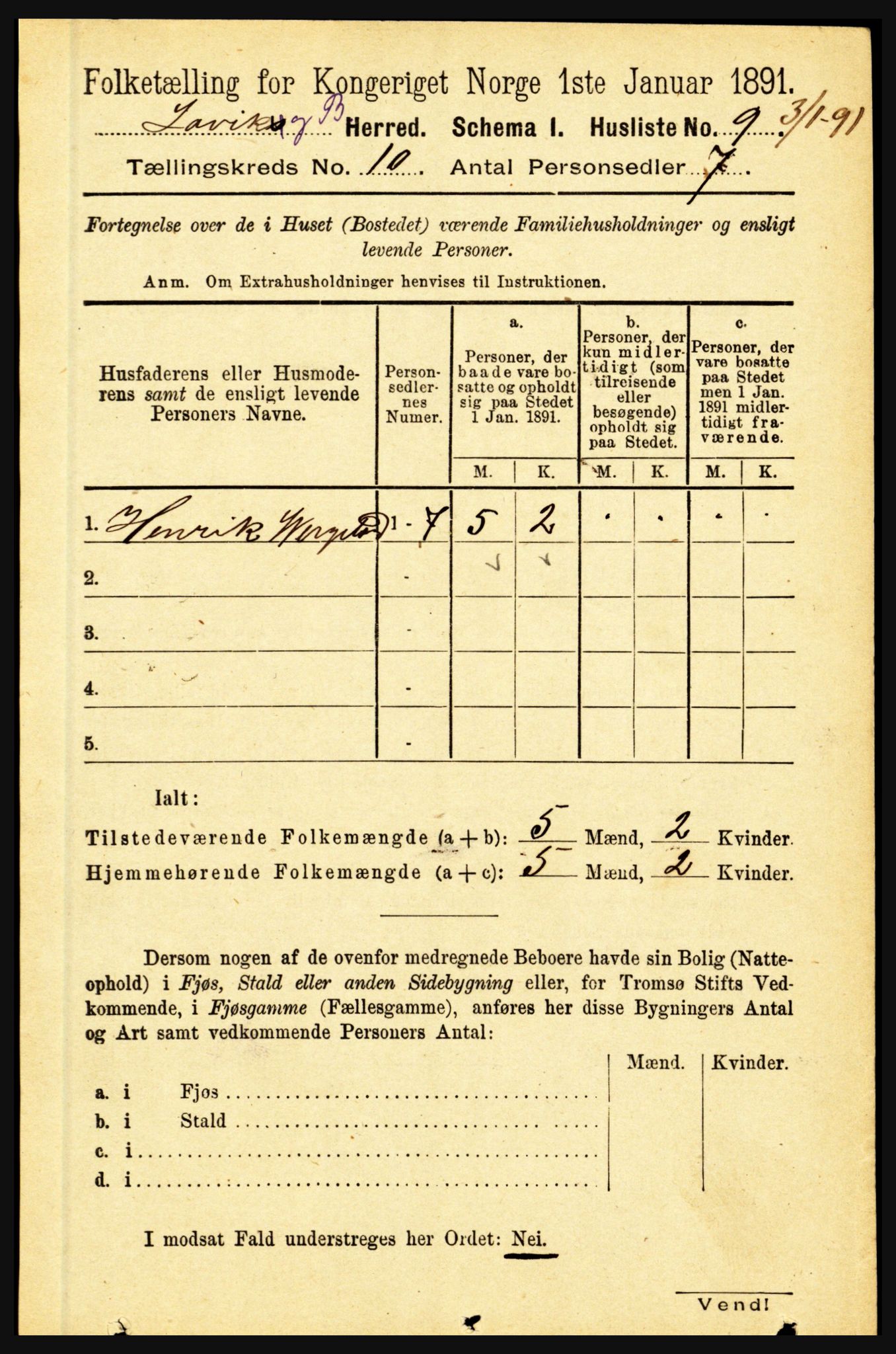 RA, Folketelling 1891 for 1415 Lavik og Brekke herred, 1891, s. 1965