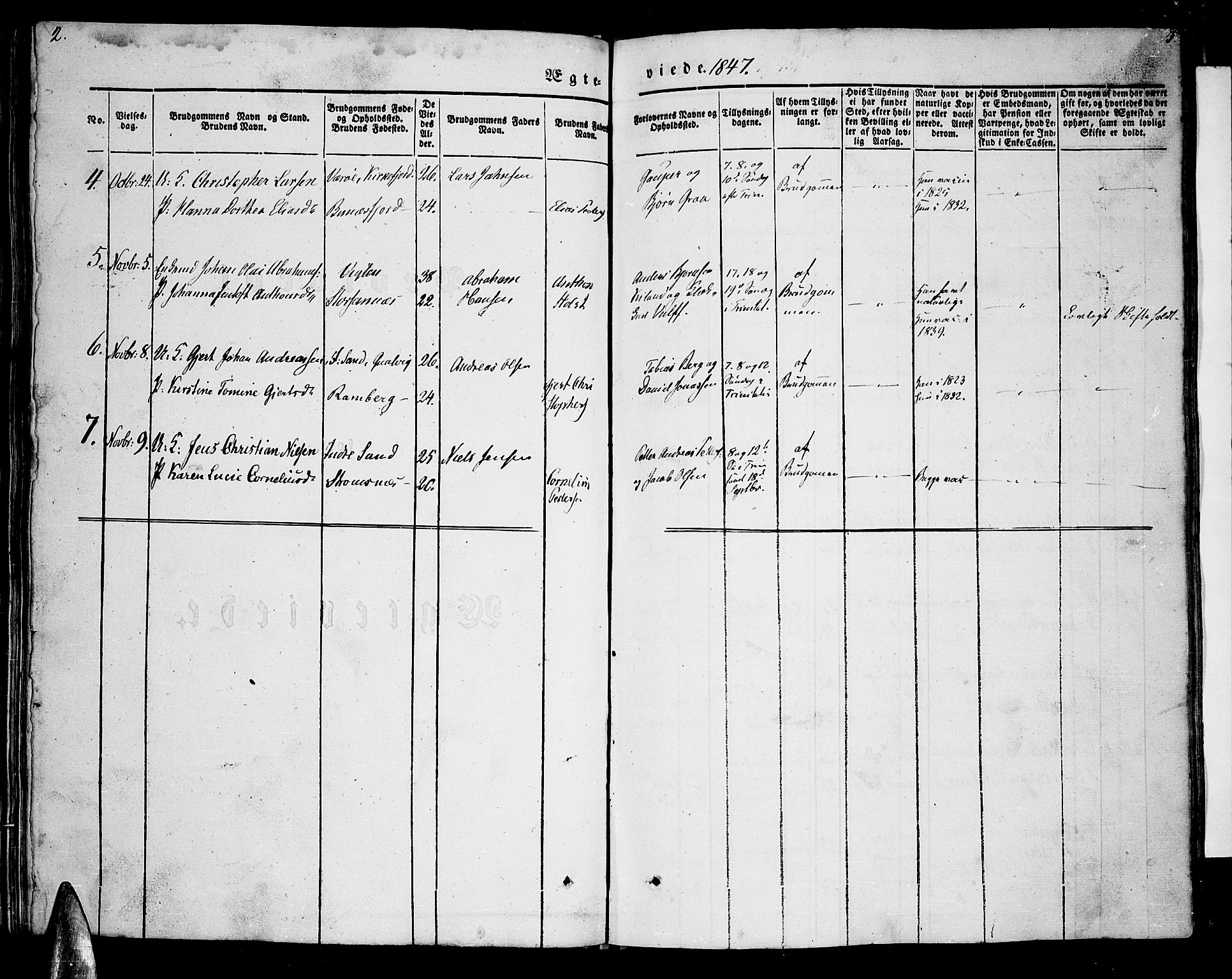 Ministerialprotokoller, klokkerbøker og fødselsregistre - Nordland, AV/SAT-A-1459/885/L1212: Klokkerbok nr. 885C01, 1847-1873, s. 2-3