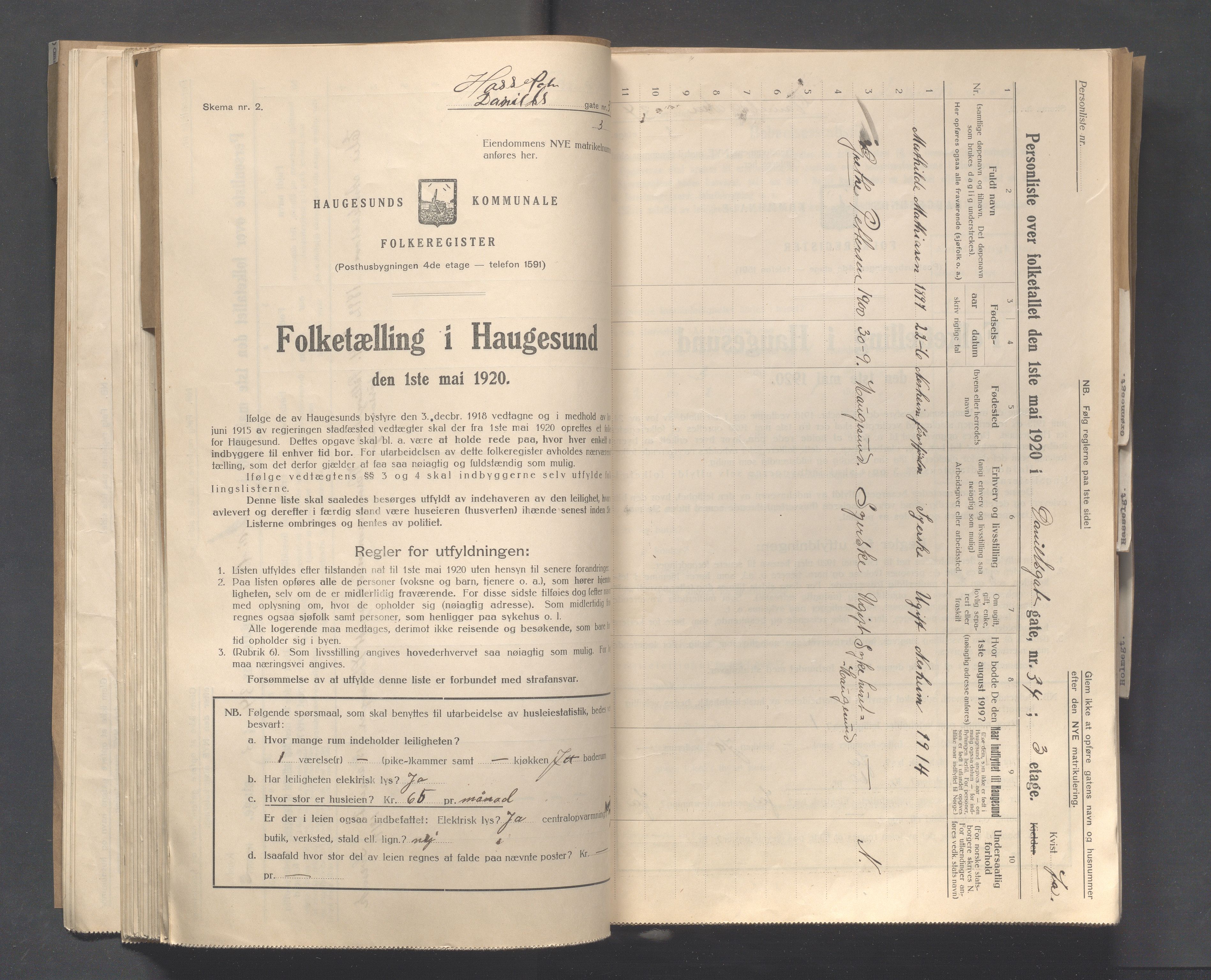 IKAR, Kommunal folketelling 1.5.1920 for Haugesund, 1920, s. 5685