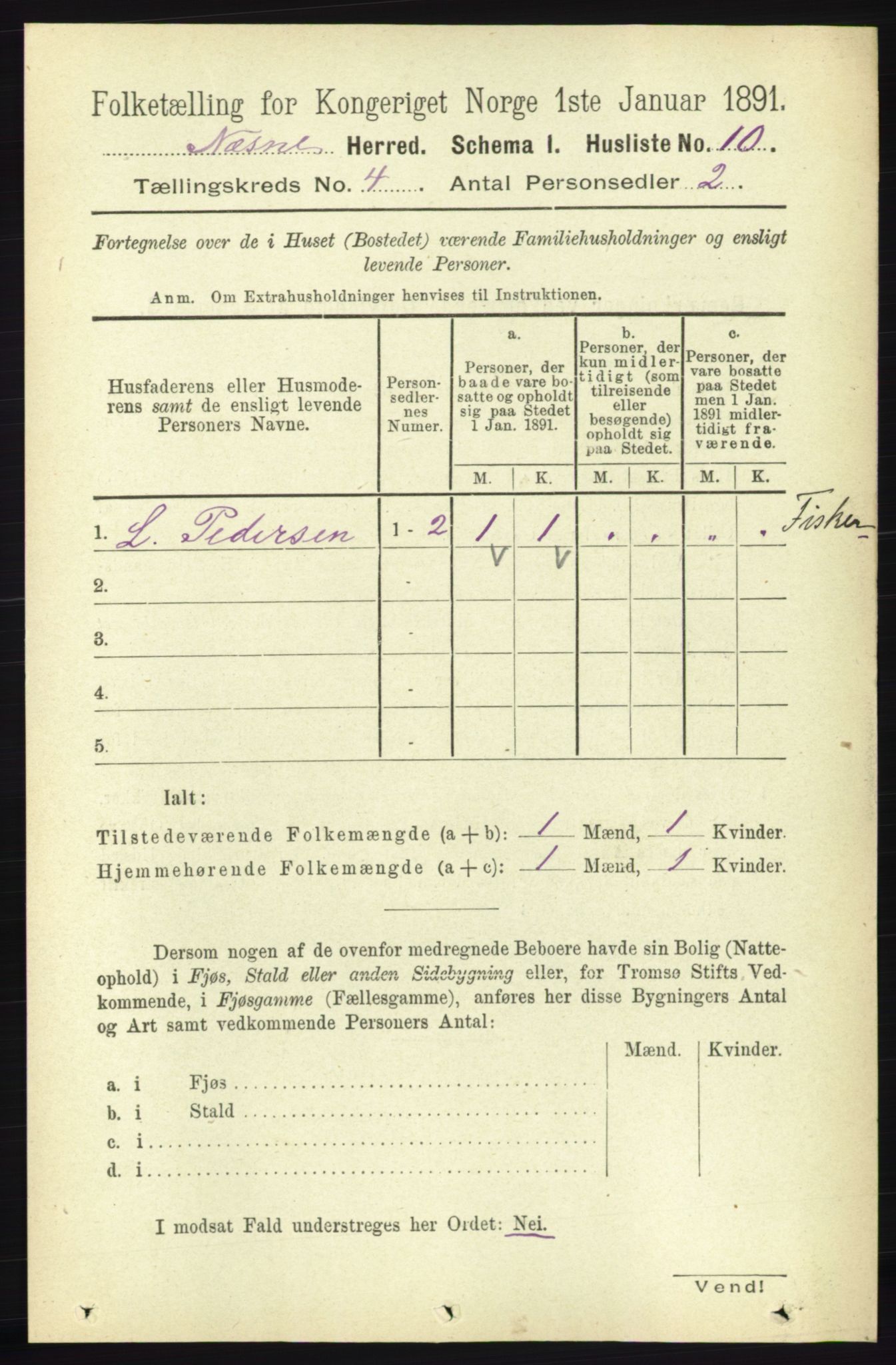 RA, Folketelling 1891 for 1828 Nesna herred, 1891, s. 2096